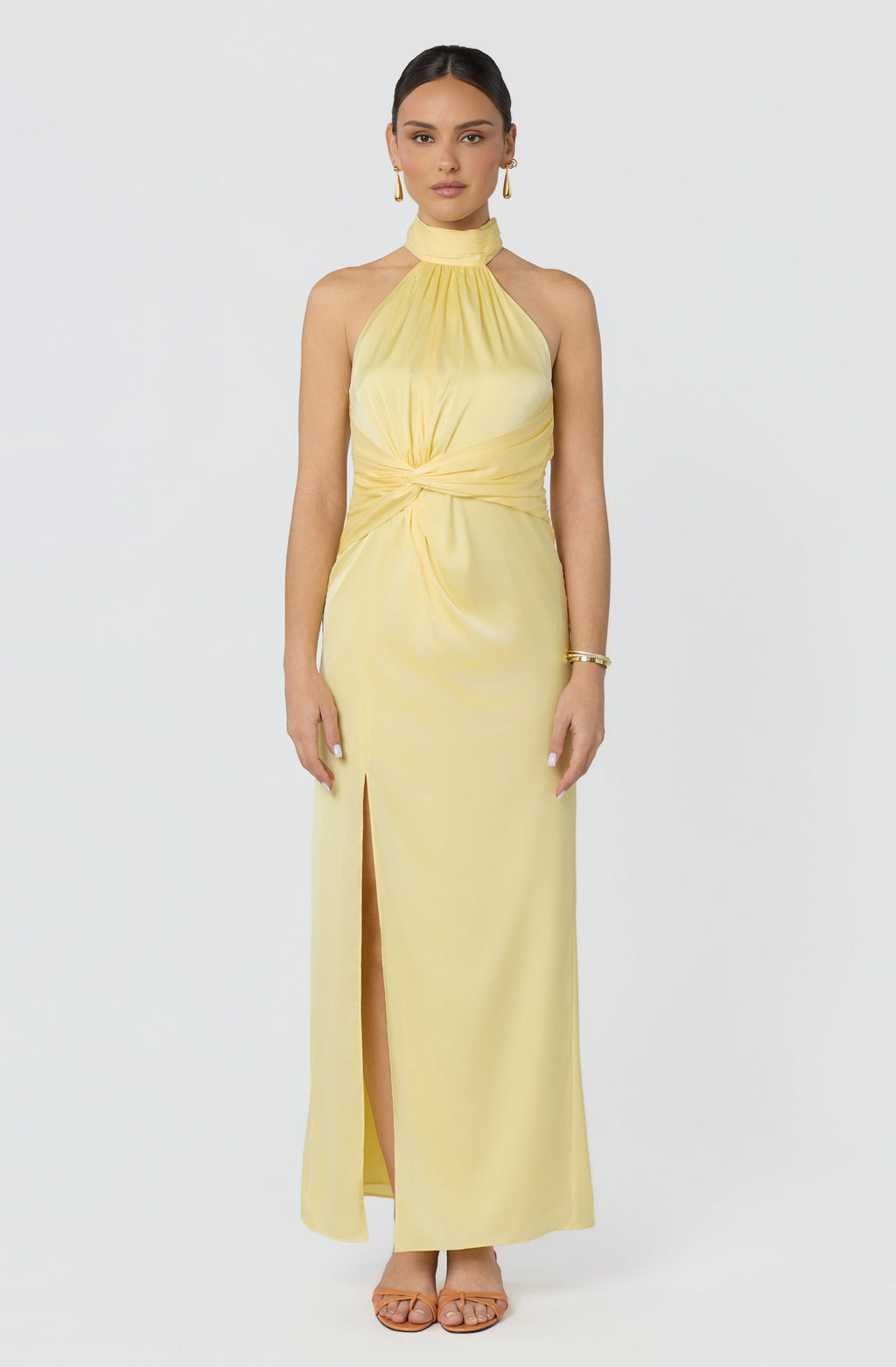 Aspen Twist Front Halter Maxi Dress