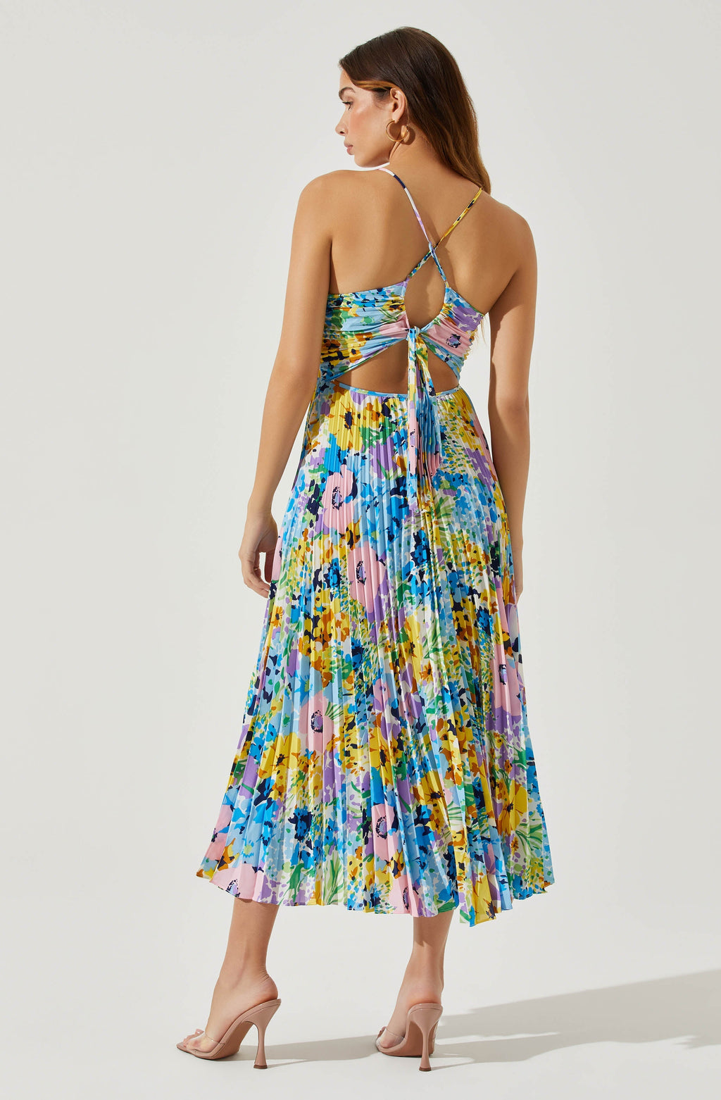 Blythe Floral Plisse Midi Dress