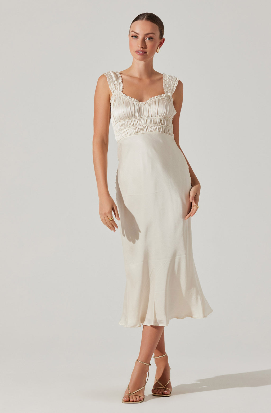 Enola Satin Smocked Midi Dress