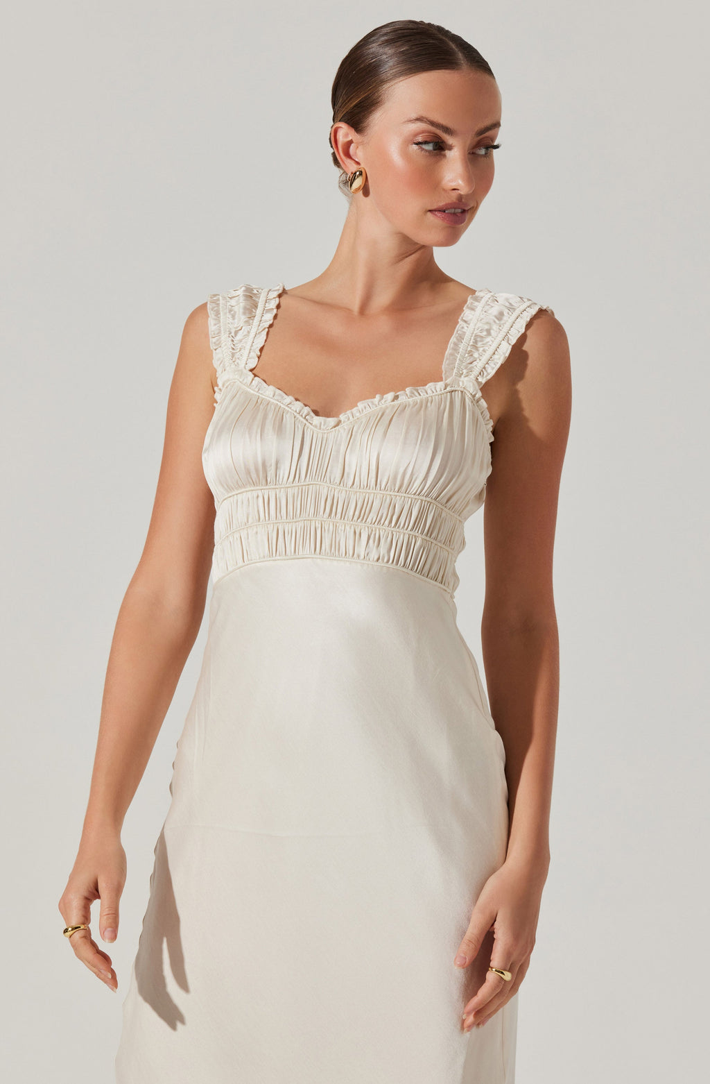 Enola Satin Smocked Midi Dress