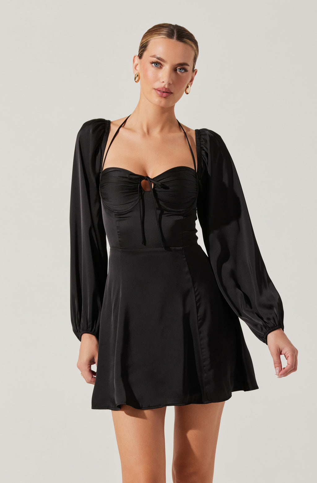 Vivian Satin Halter Mini Dress