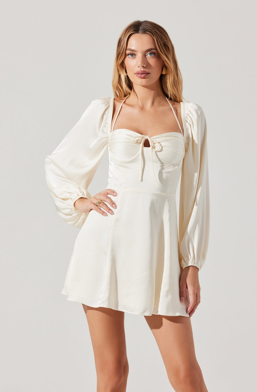 Vivian Satin Halter Mini Dress