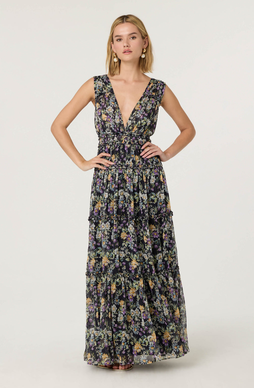 Edessa Floral Tiered Ruffle Maxi Dress