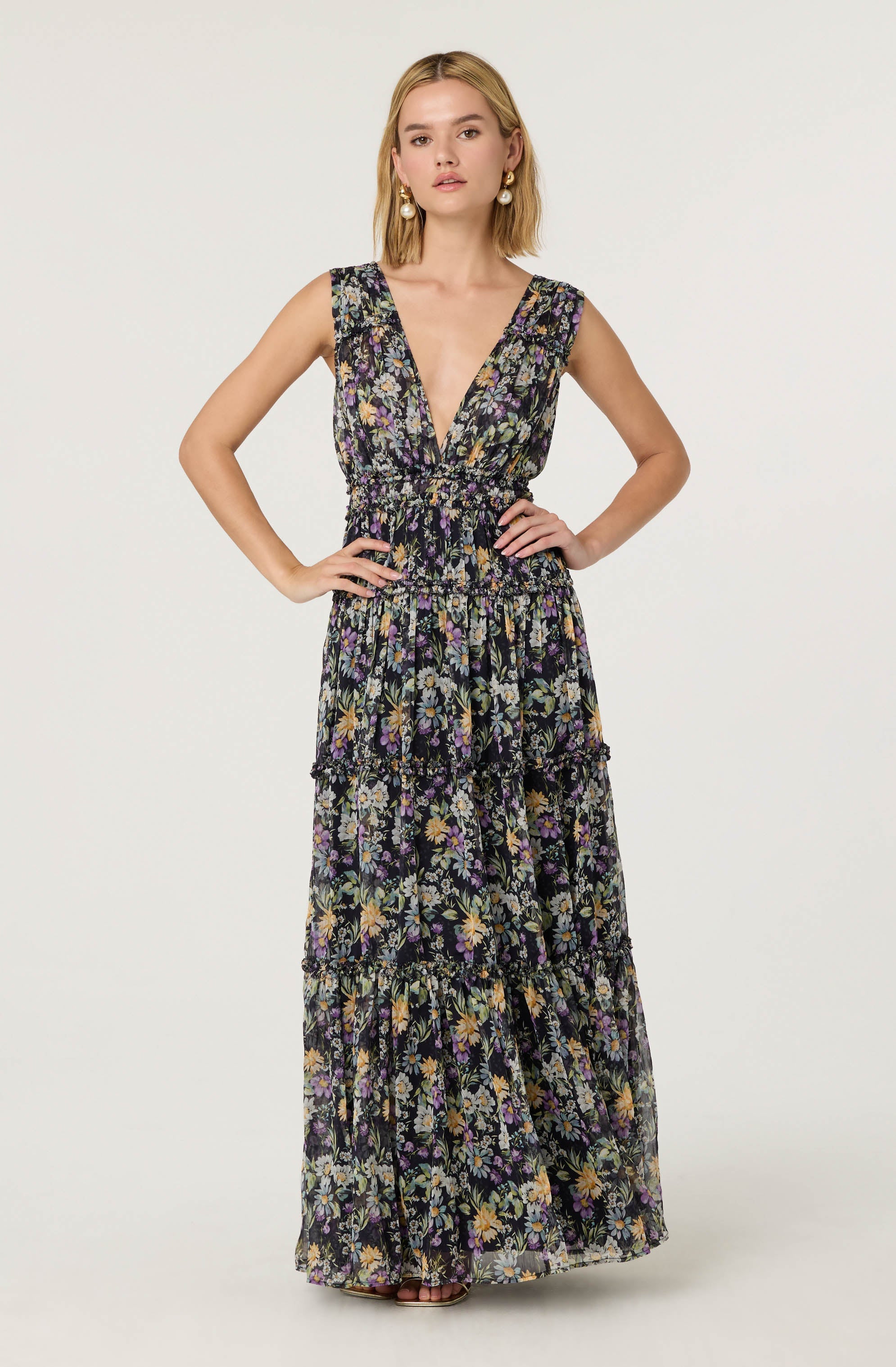 Edessa Floral Tiered Ruffle Maxi Dress