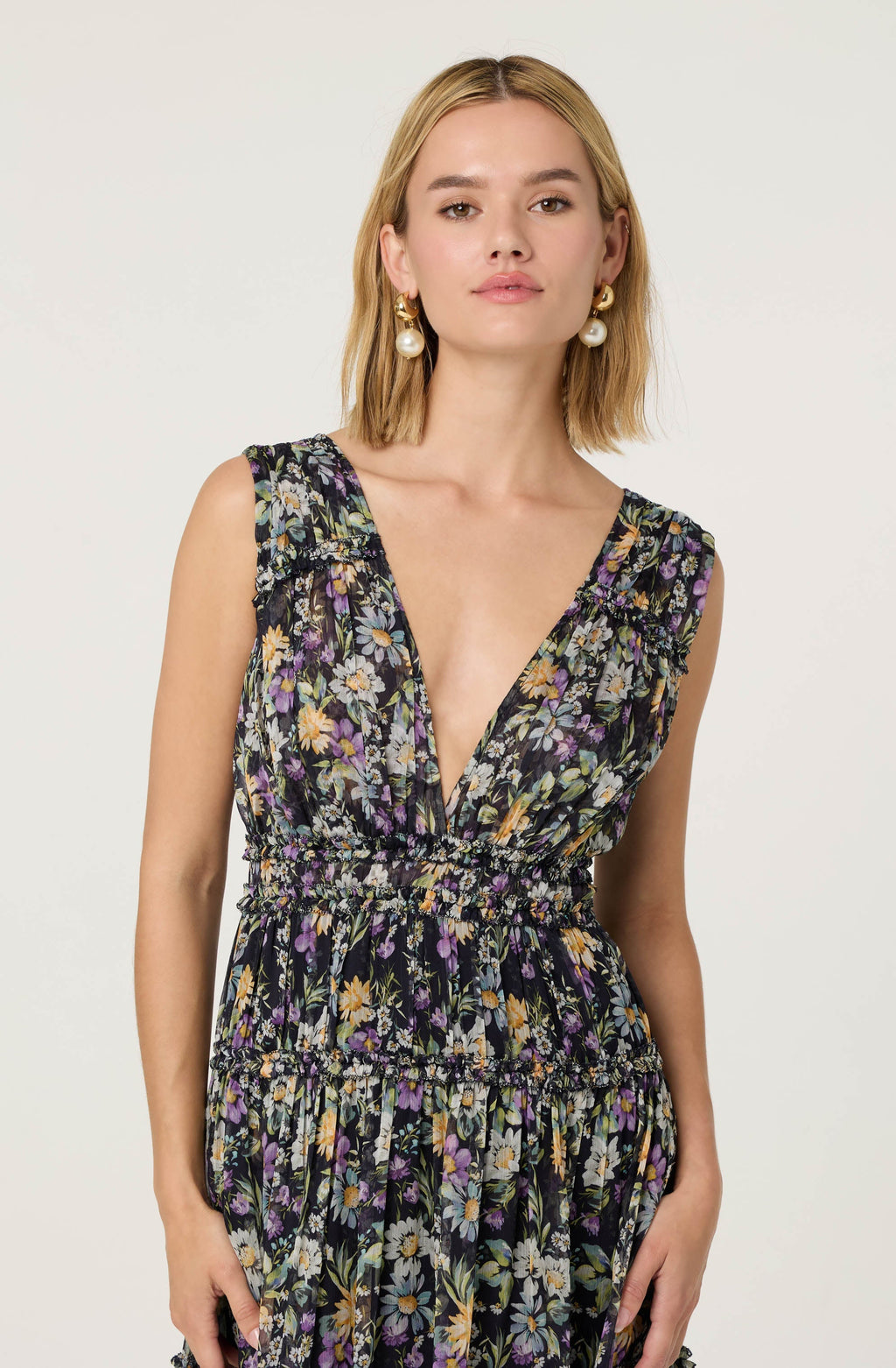 Edessa Floral Tiered Ruffle Maxi Dress