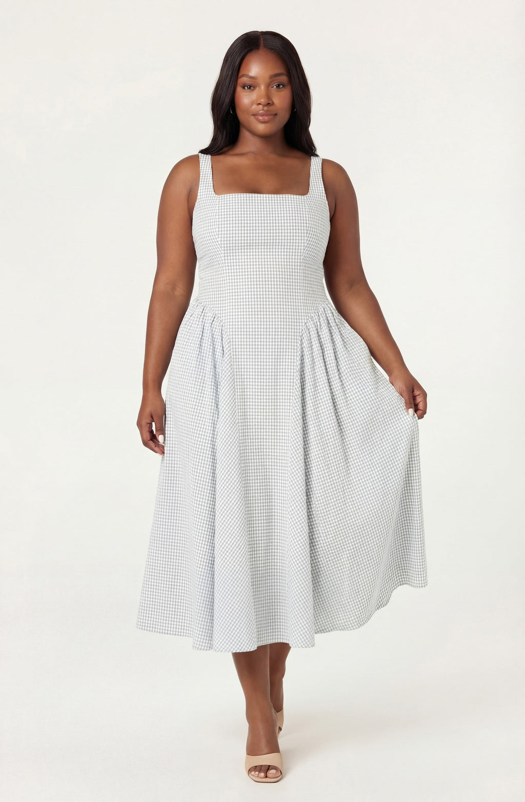 Vinya Plaid Bow-Back Midi Dress