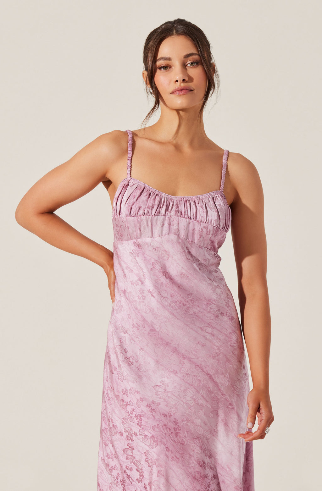 Kaiya Floral Jacquard Satin Midi Dress