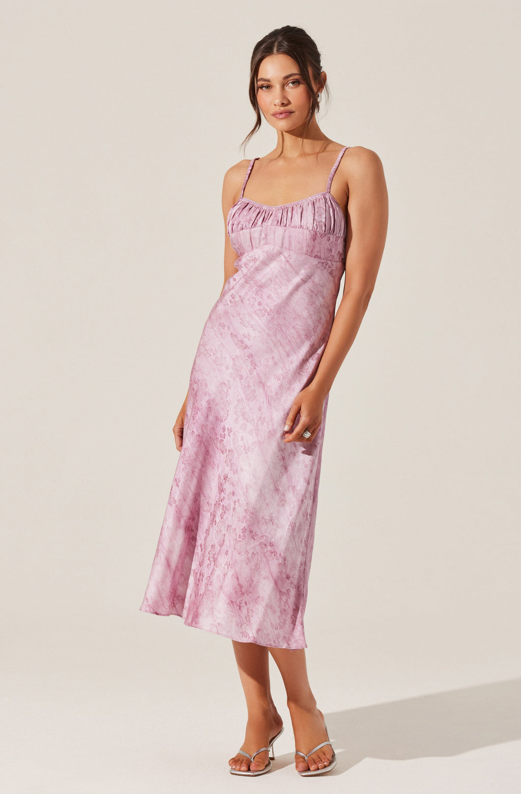 Kaiya Floral Jacquard Satin Midi Dress