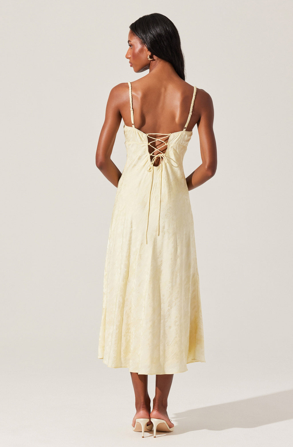 Kaiya Floral Jacquard Satin Midi Dress