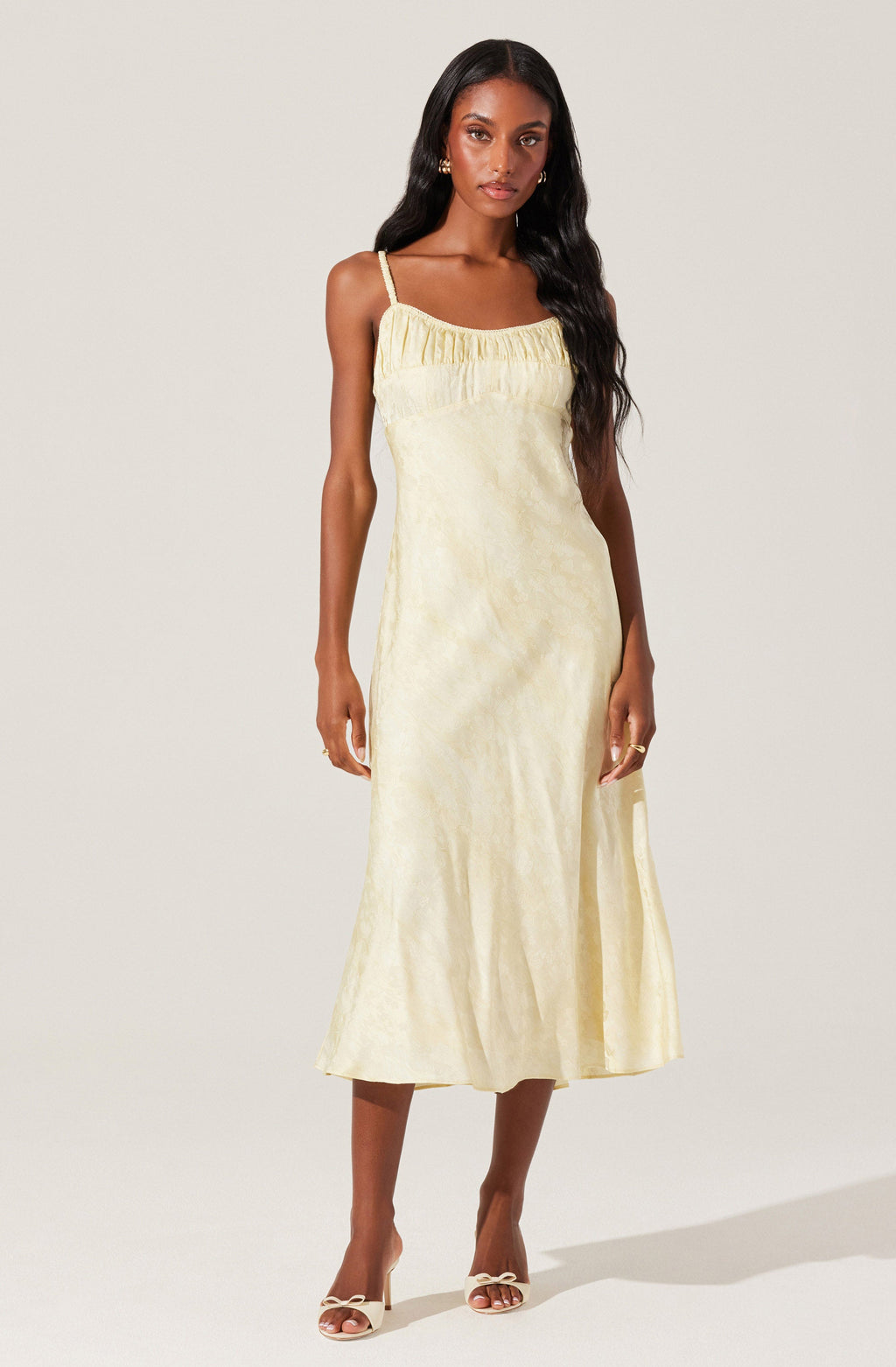 Kaiya Floral Jacquard Satin Midi Dress