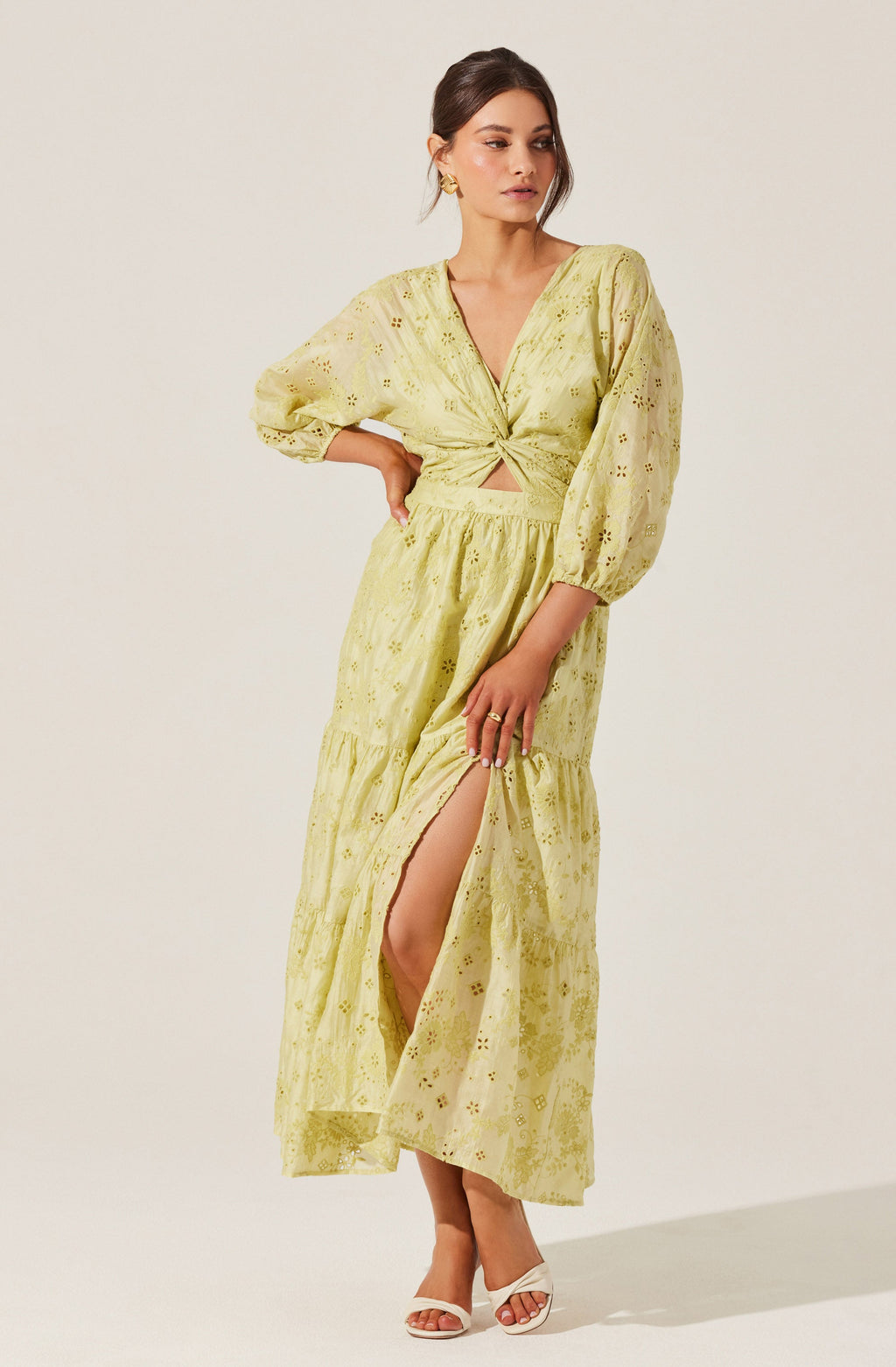 Jesalyn Floral Eyelet Maxi Dress