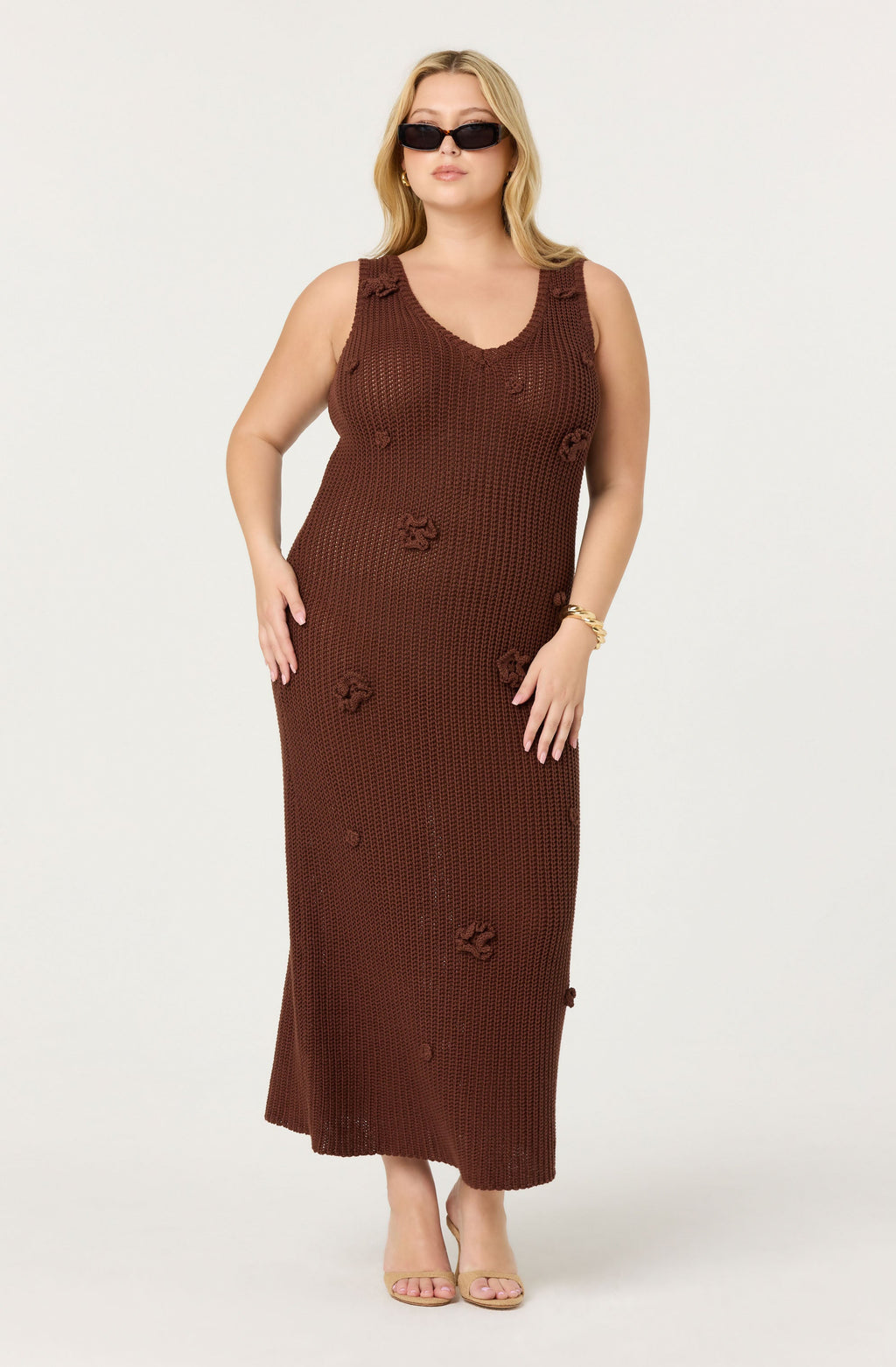 Ainhoa 3D Floral Maxi Sweater Dress