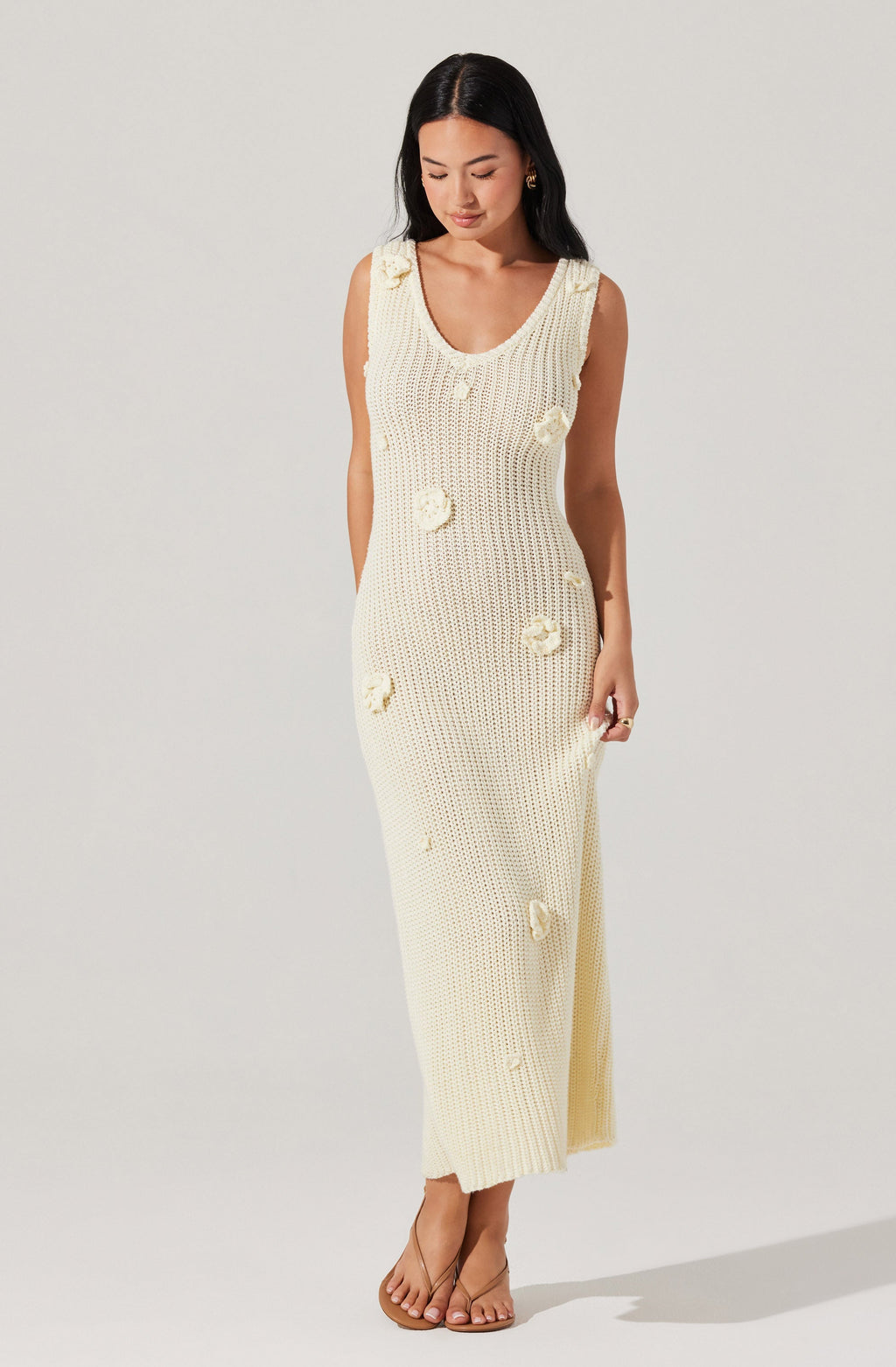 Ainhoa 3D Floral Maxi Sweater Dress