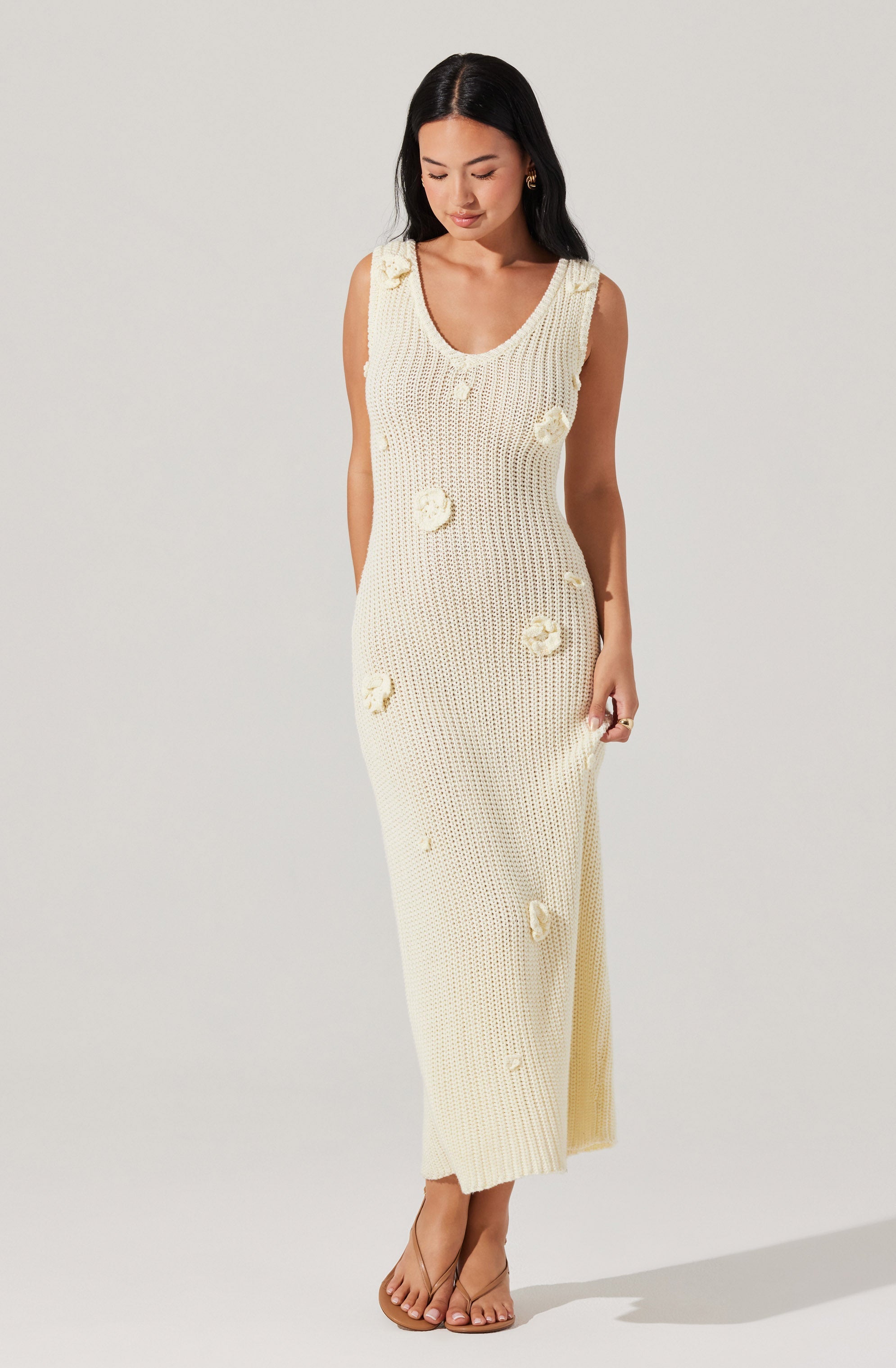 Ainhoa 3D Floral Maxi Sweater Dress