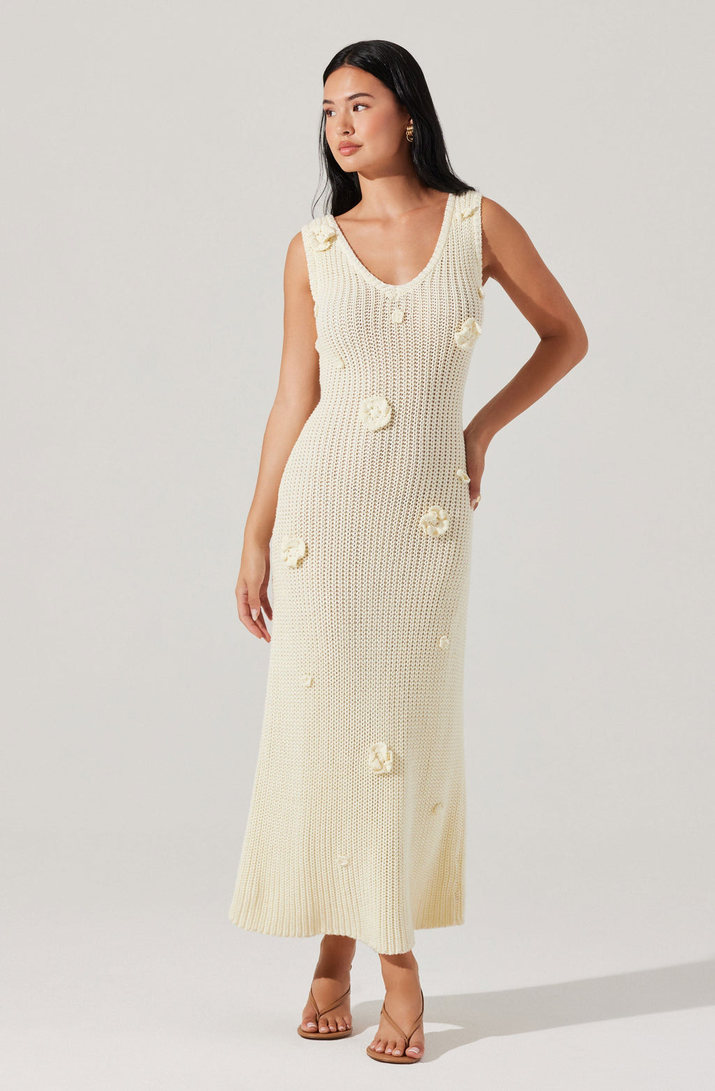 Ainhoa 3D Floral Maxi Sweater Dress