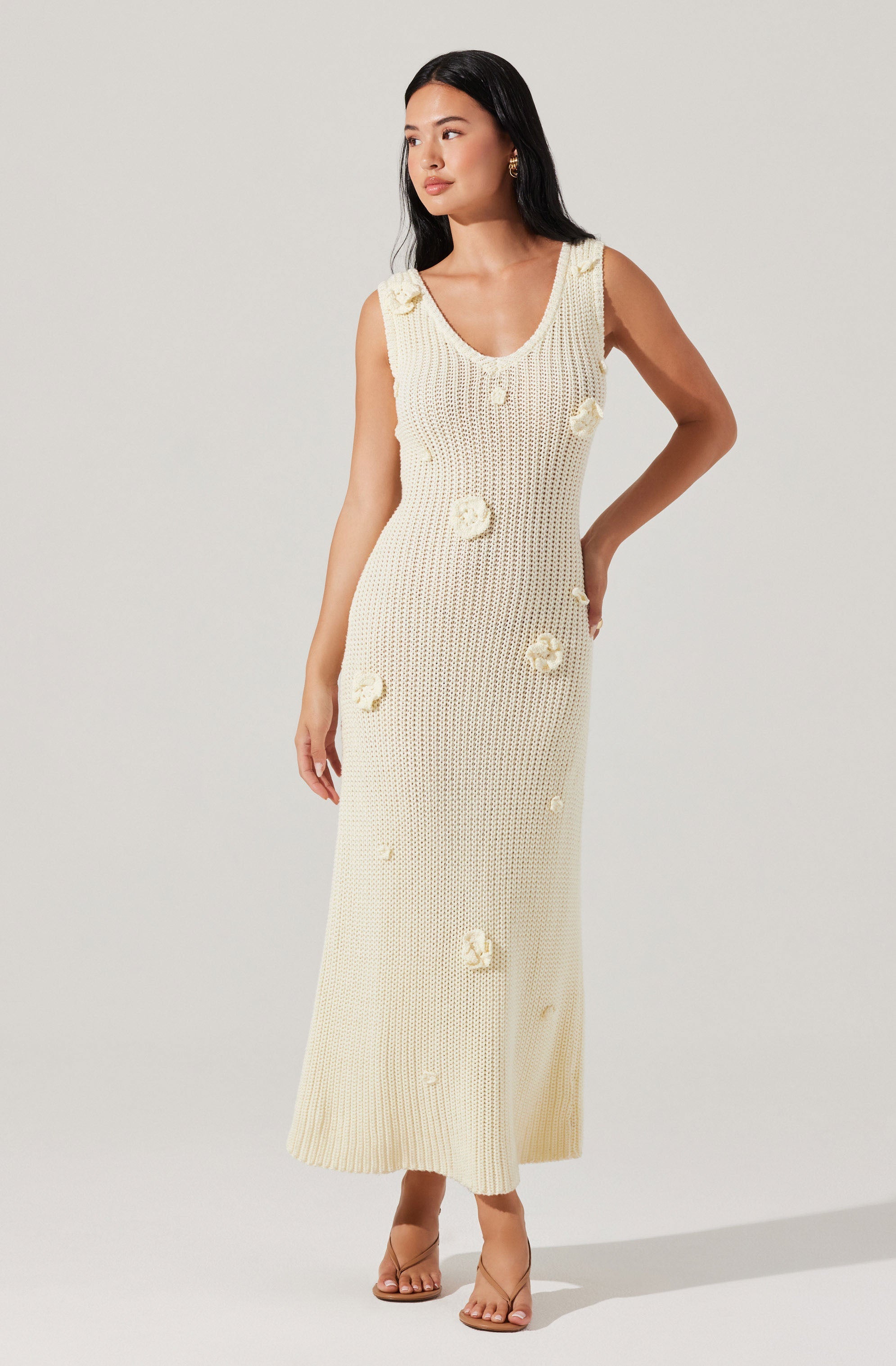 Ainhoa 3D Floral Maxi Sweater Dress