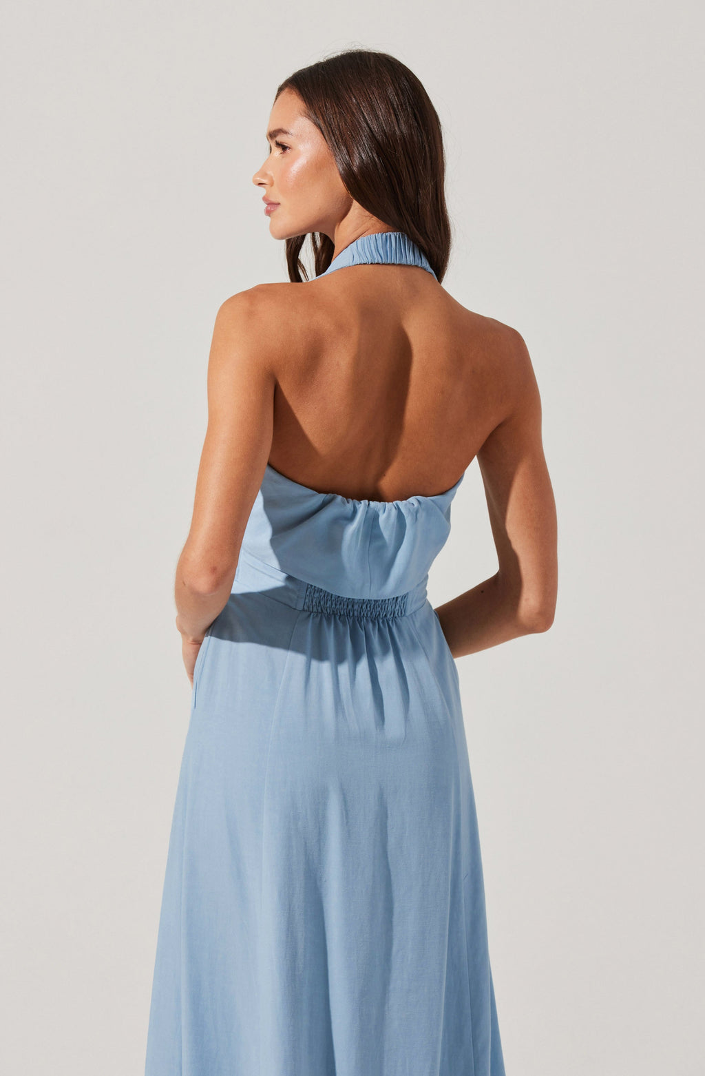 Katherine Linen-Blend Halter Midi Dress