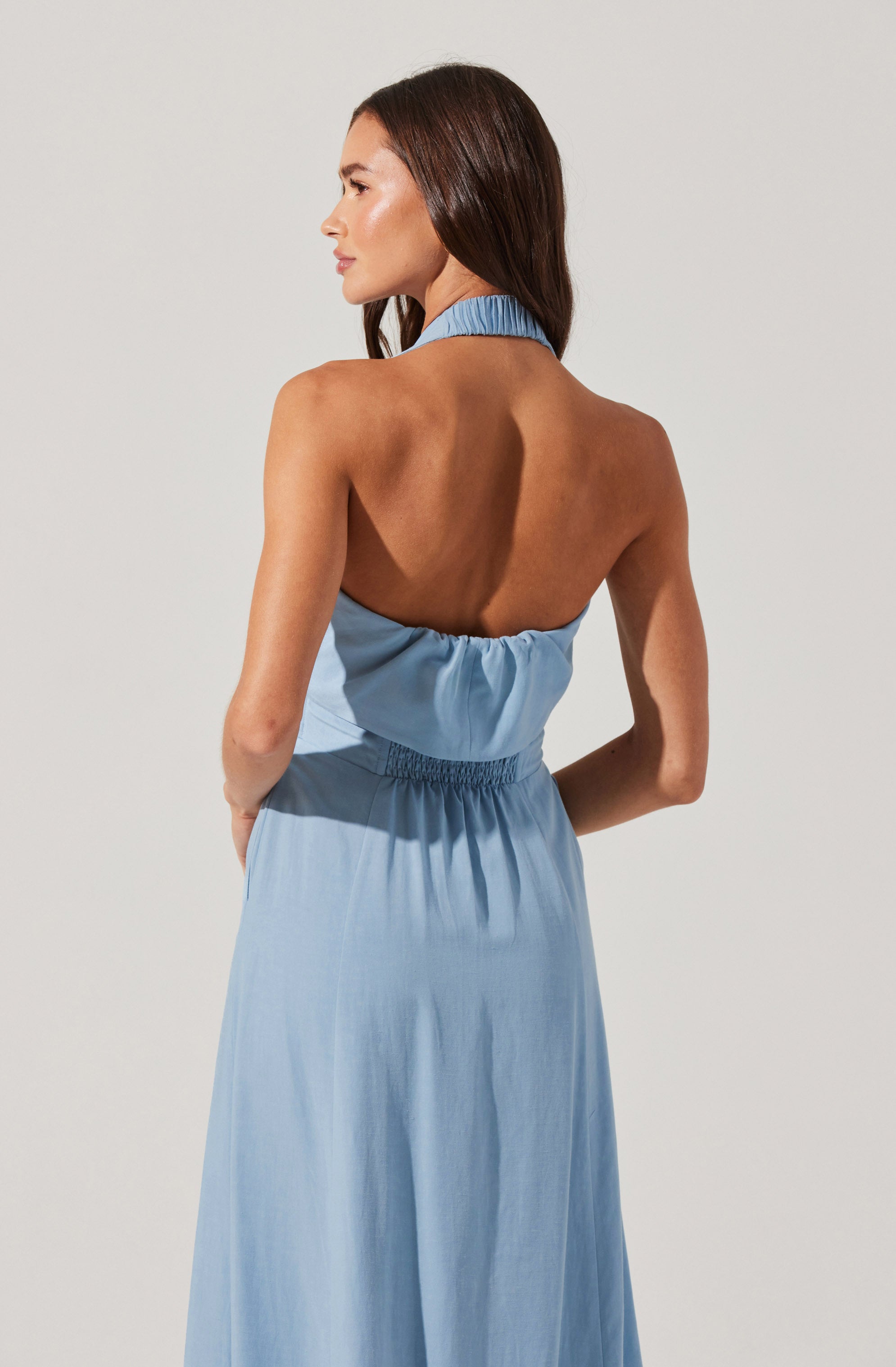 Katherine Linen-Blend Halter Midi Dress