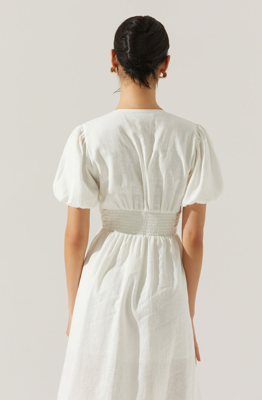 Citrine Linen Bow Front Midi Dress