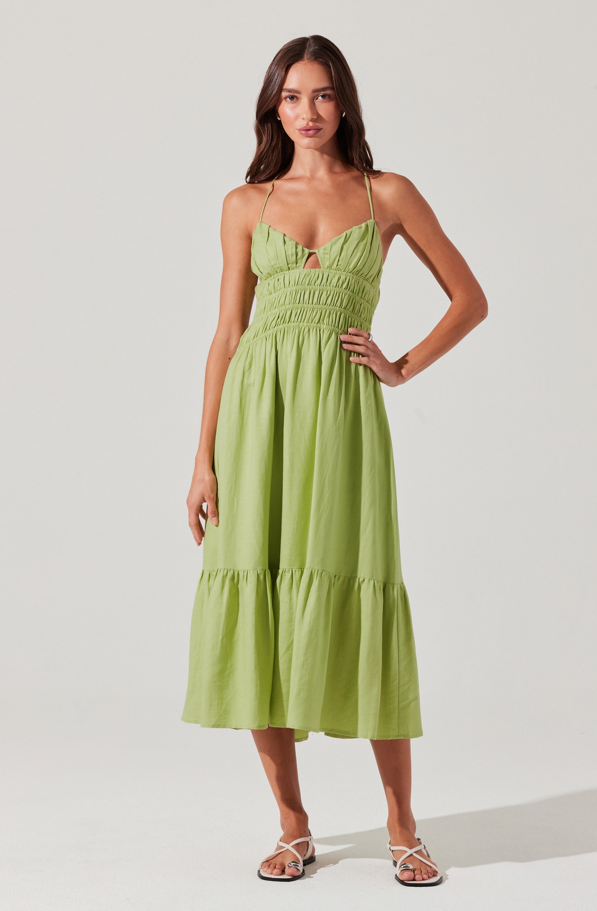 Eleni Linen-Blend Midi Dress
