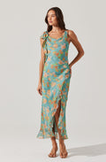Isabelle Ruffled Cowl Neck Floral Midi Dress