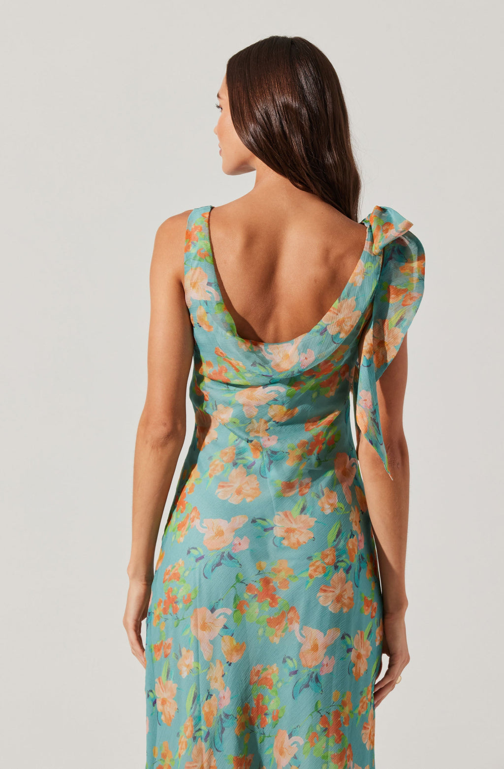 Isabelle Ruffled Cowl Neck Floral Midi Dress