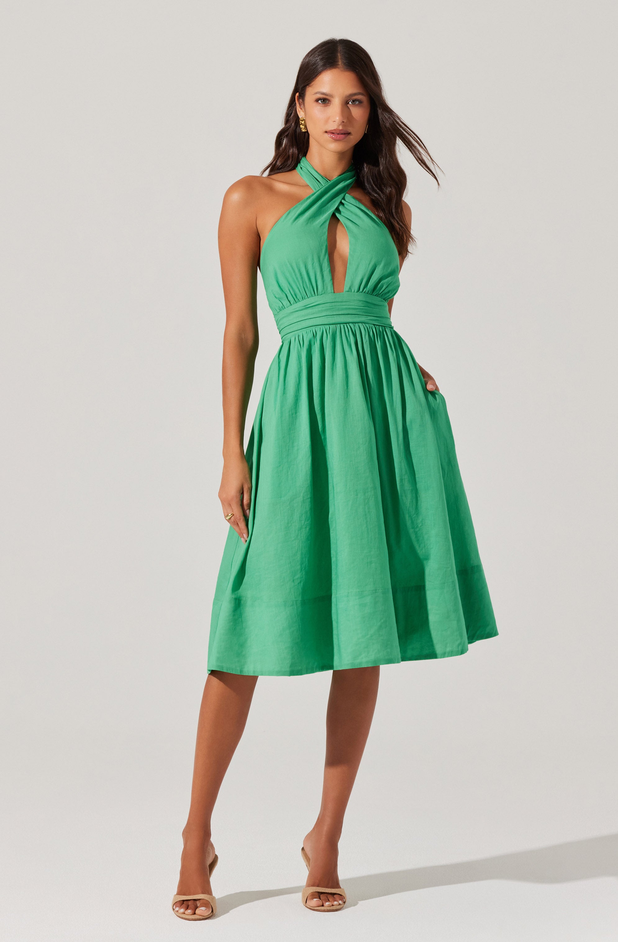 Kalia Crossover Halter Mini Dress