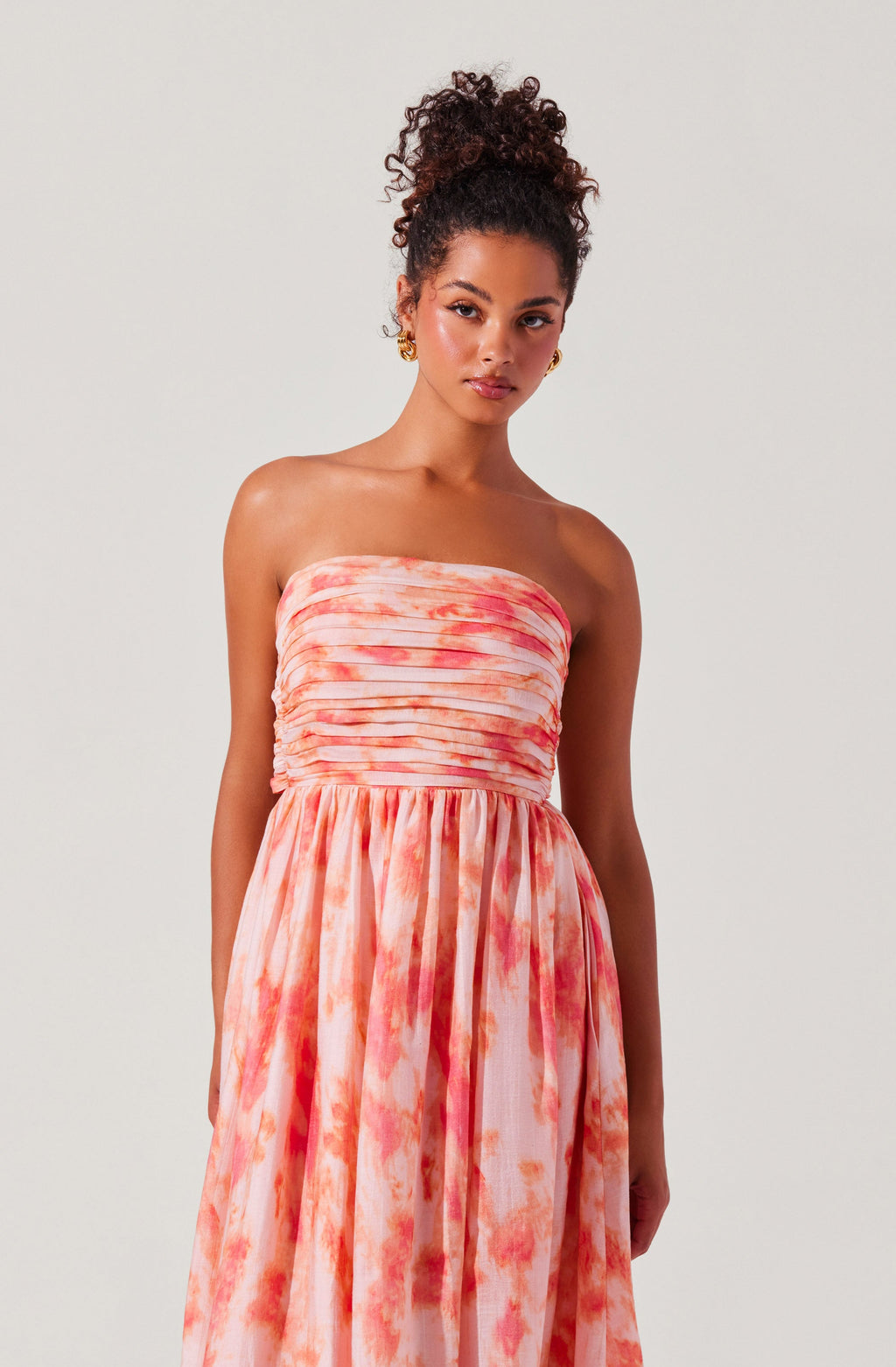 Aneesha Strapless Pleated Midi Dress