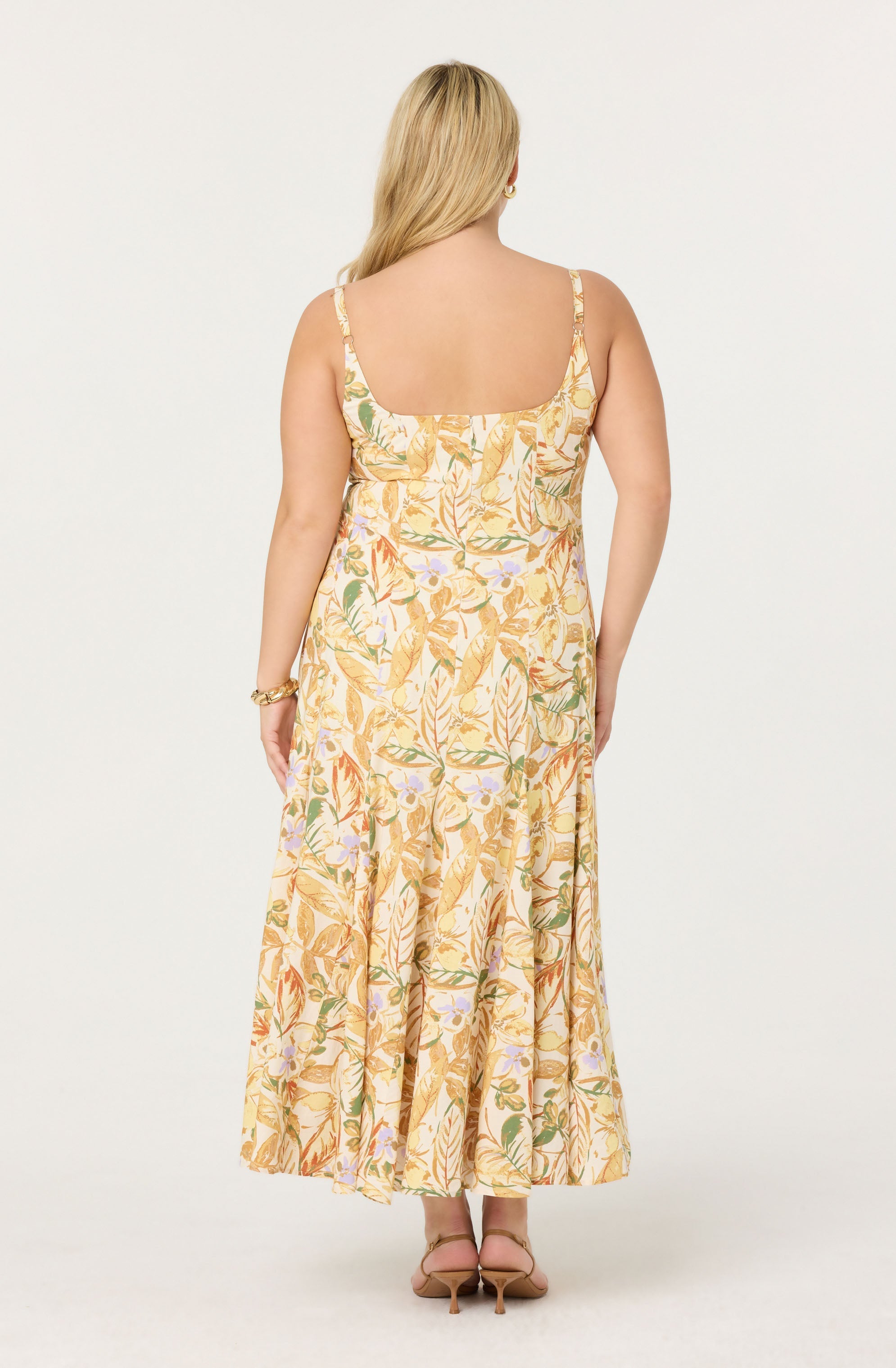 Jaleyah Paneled Flare Floral Midi Dress