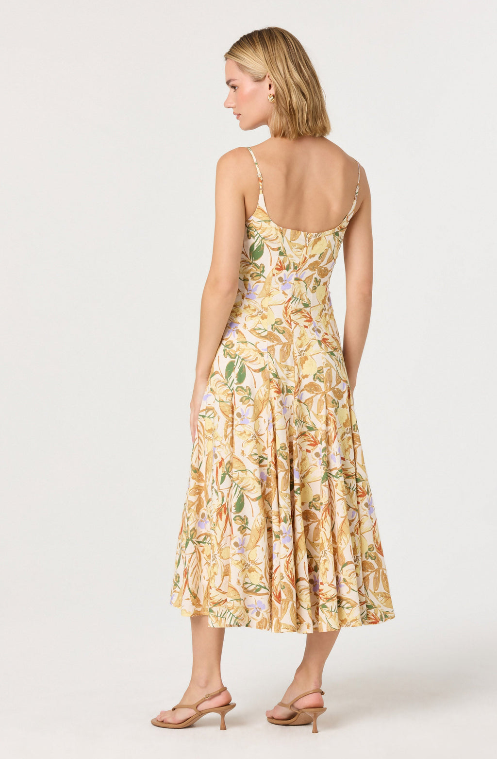 Jaleyah Paneled Flare Floral Midi Dress
