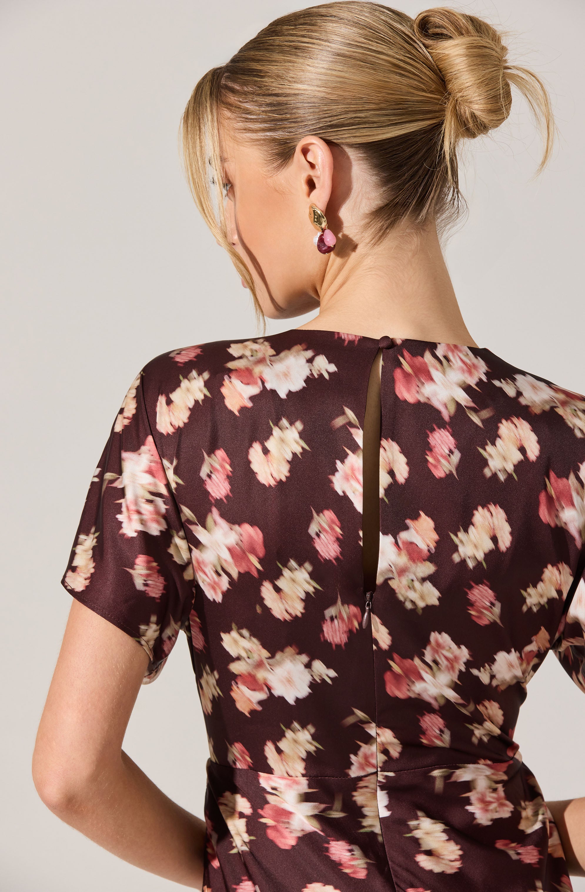Talyha Floral Satin V-Neck Midi Dress