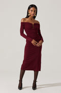 Lovinia Ruched Off Shoulder Midi Dress