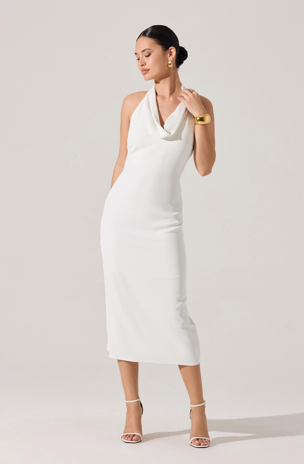 Alanna Halter Cowl Neck Midi Dress