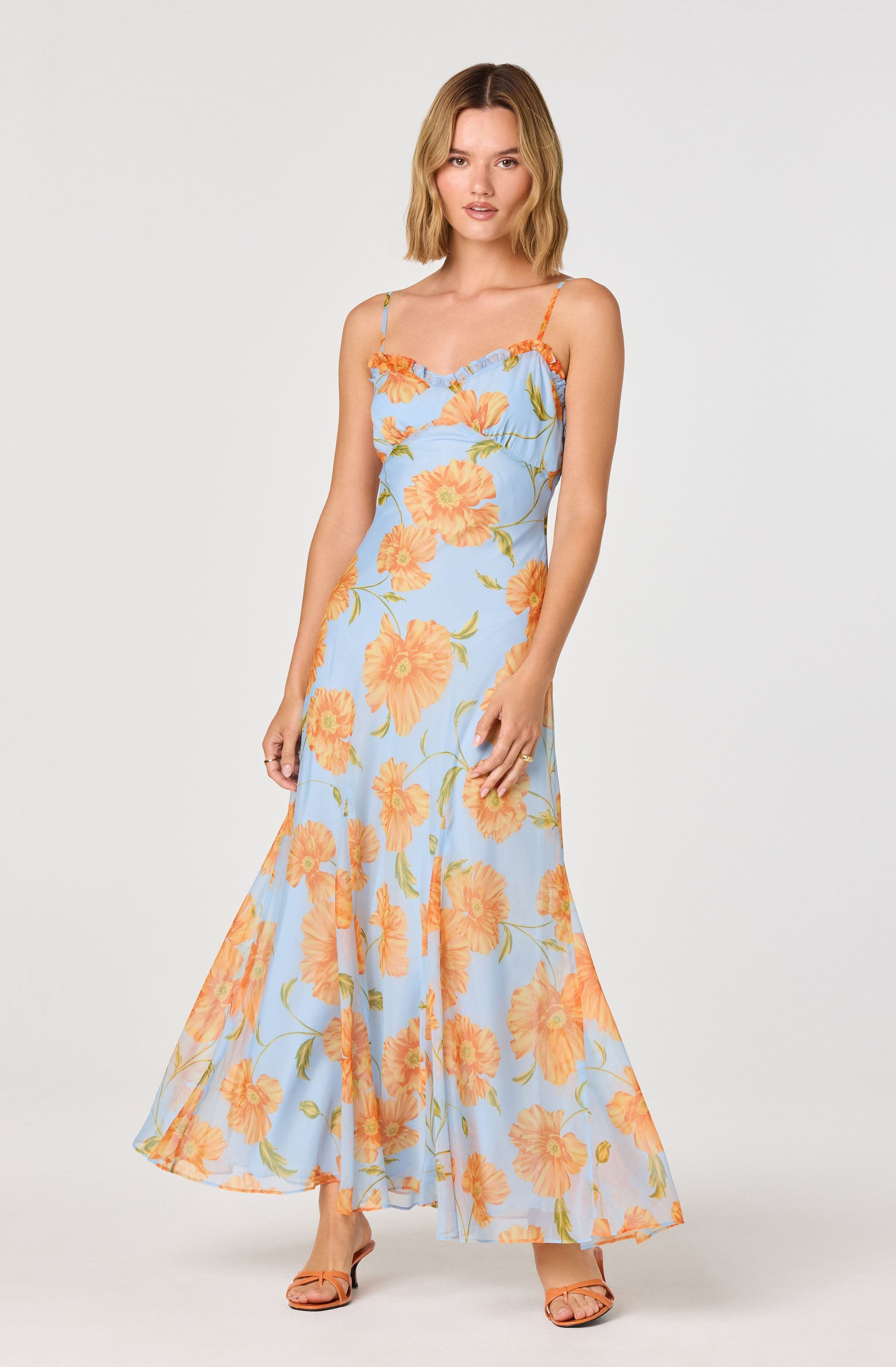 Maeryn Plaid Ruffle Trim Maxi Dress