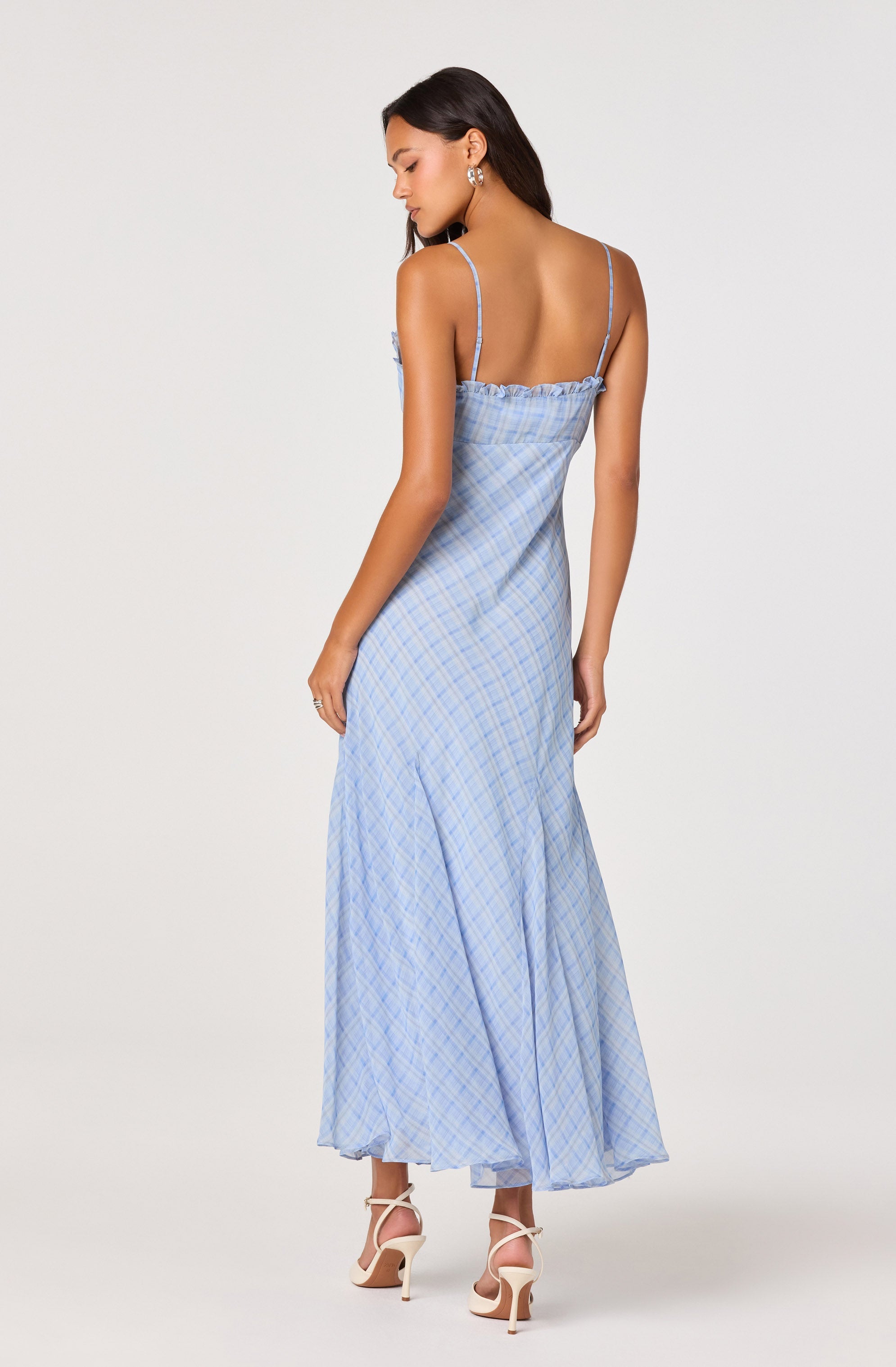 Maeryn Plaid Ruffle Trim Maxi Dress