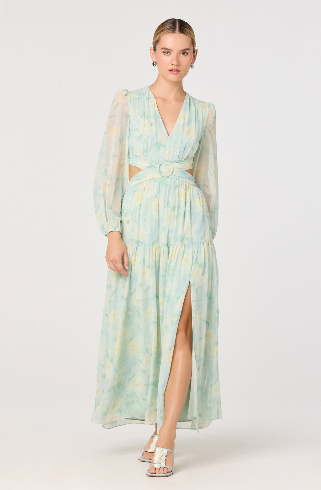 Klarissa Floral Cutout Balloon Sleeve Maxi Dress