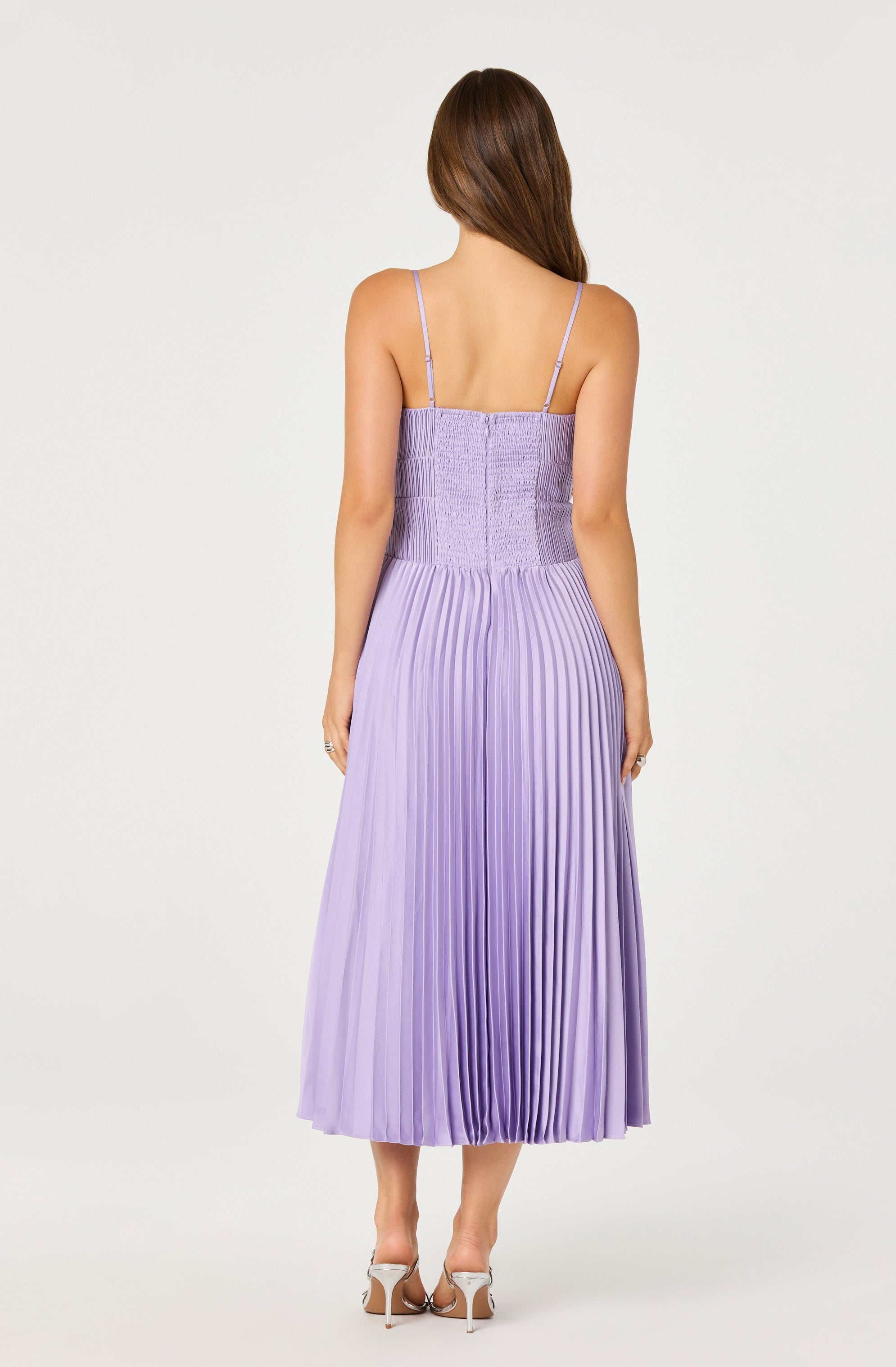 Shionagh Satin Bow-Detail Pleated Midi Dress