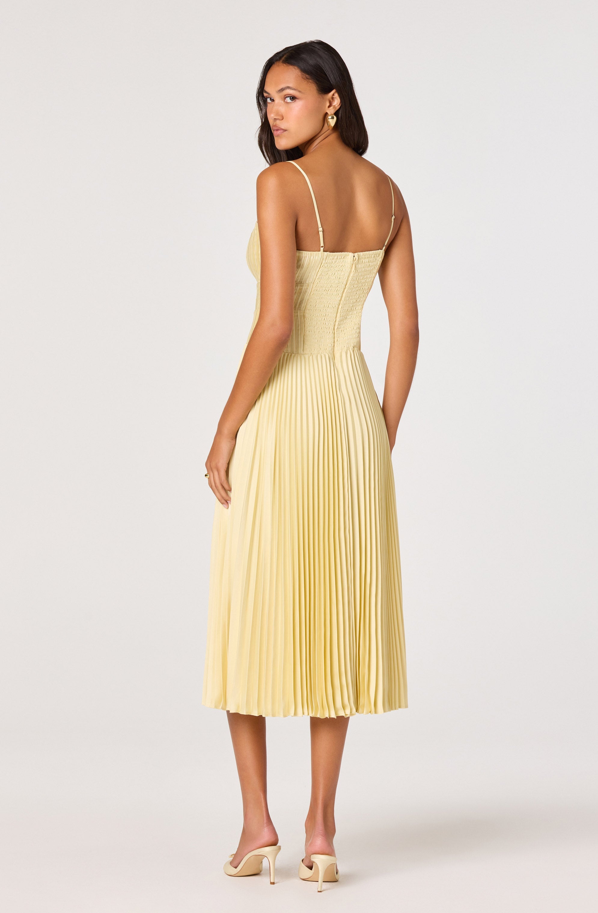 Shionagh Satin Bow-Detail Pleated Midi Dress