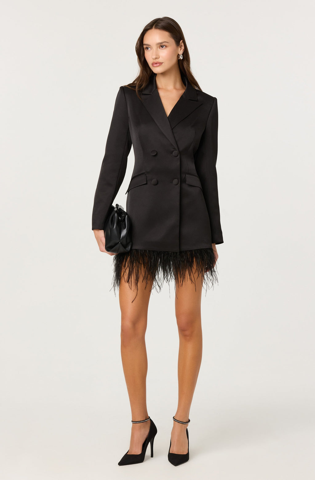Breonna Feather Trim Blazer Dress