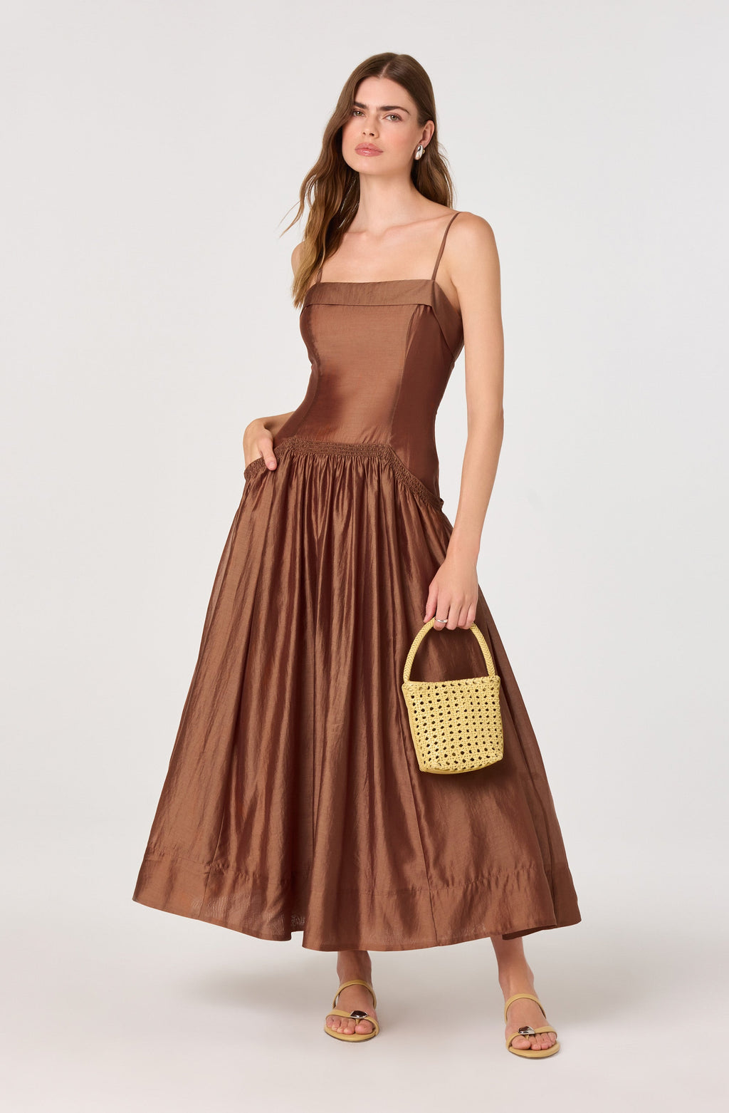 Ovina Smocked Drop-Waist Maxi Dress