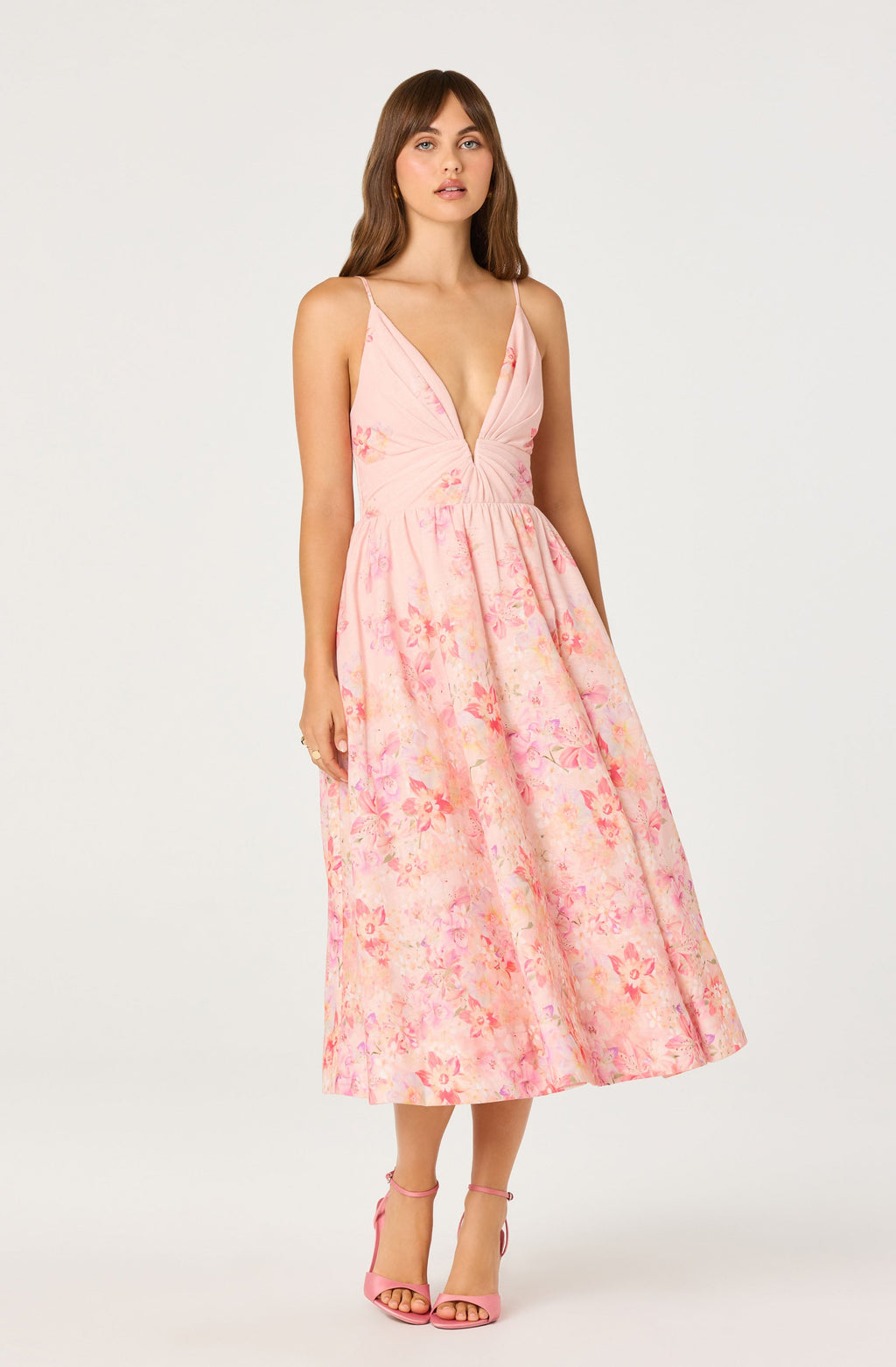 Janna Floral Plunge Midi Dress