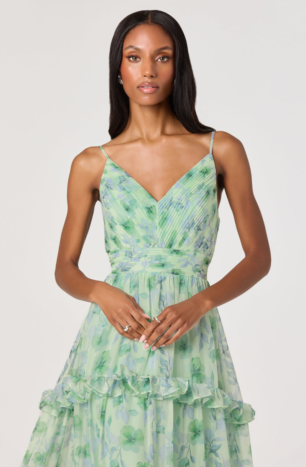 Ayanna Floral Pleated Tiered Maxi Dress