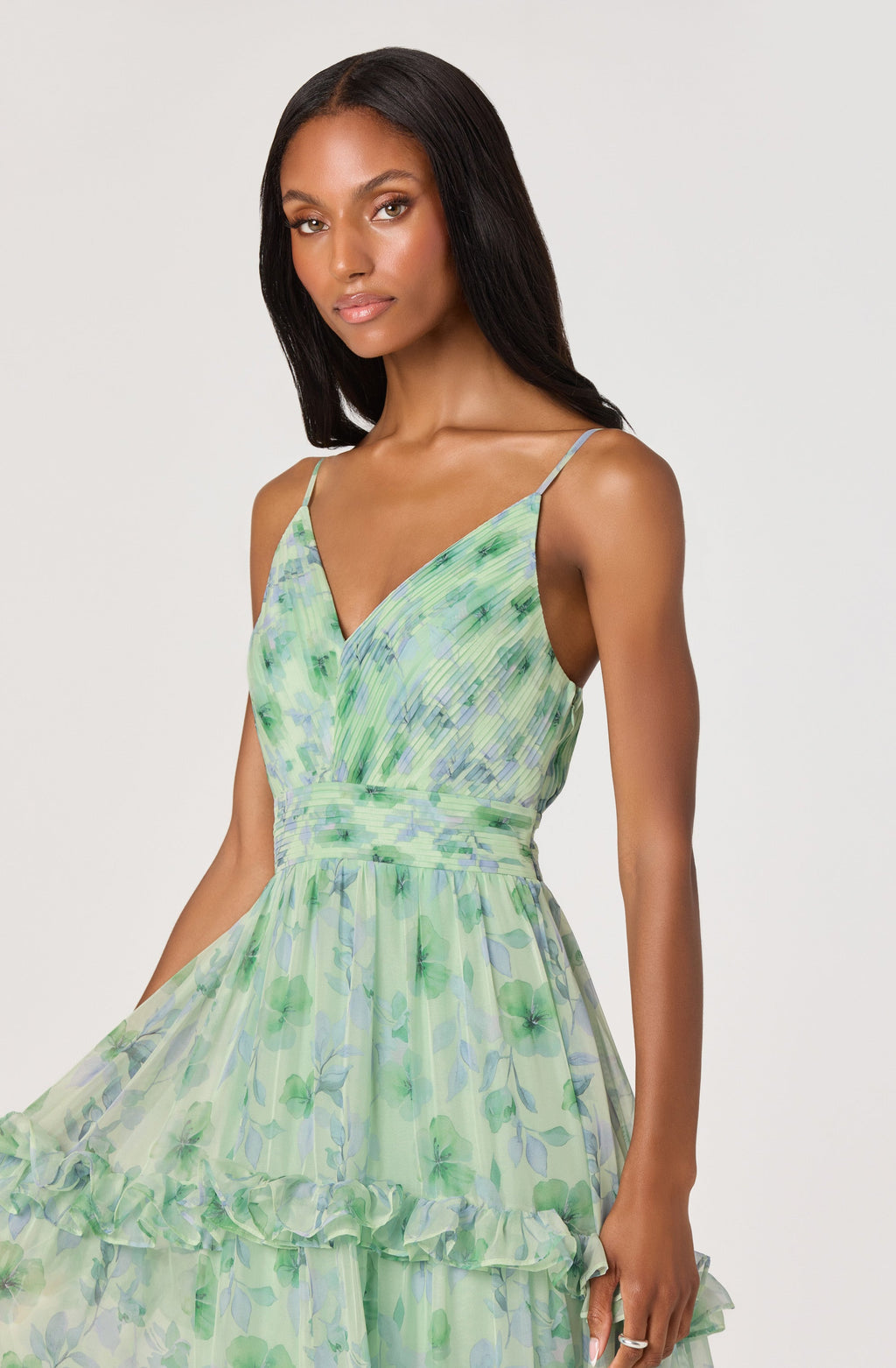 Ayanna Floral Pleated Tiered Maxi Dress