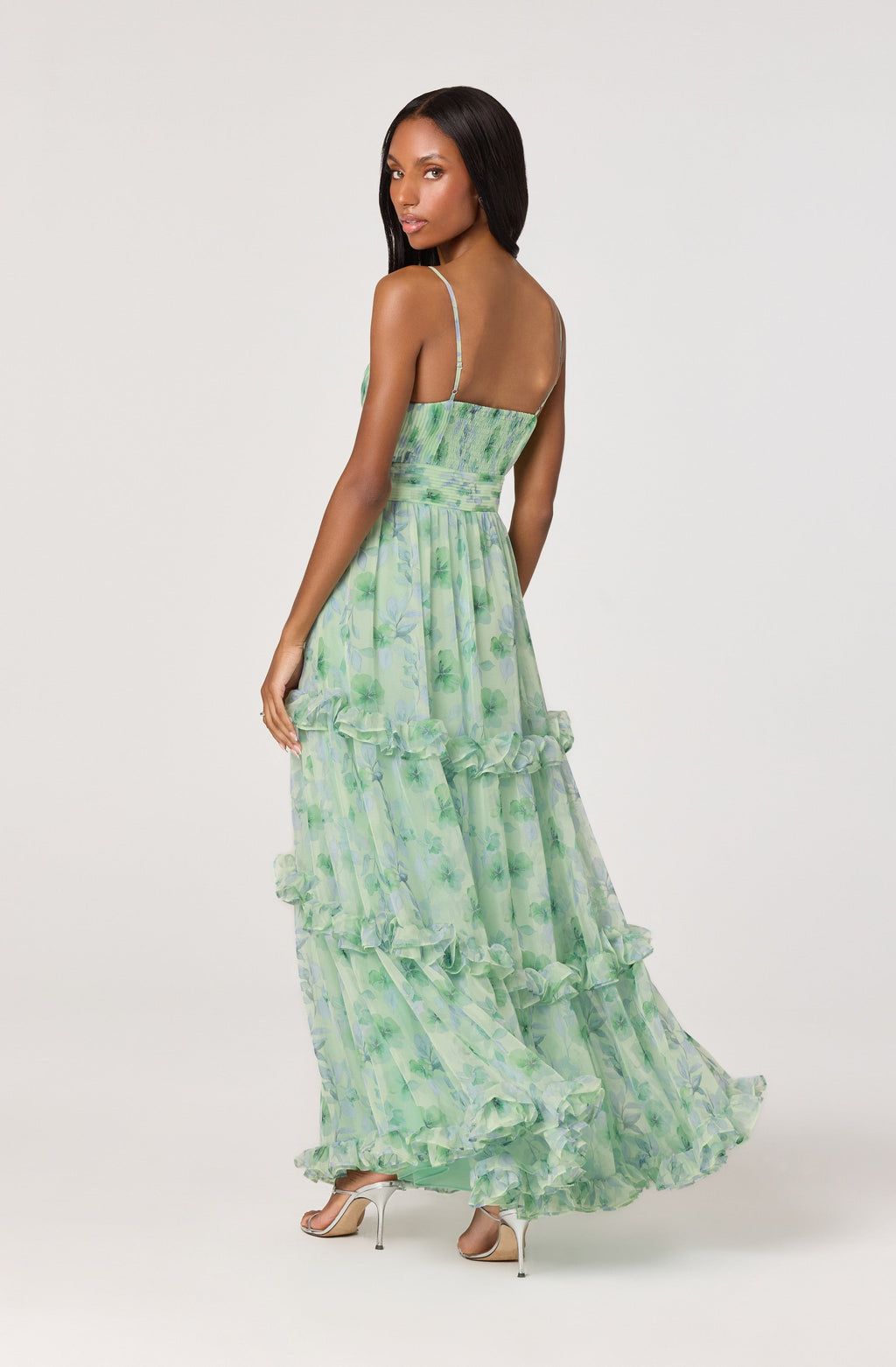 Ayanna Floral Pleated Tiered Maxi Dress