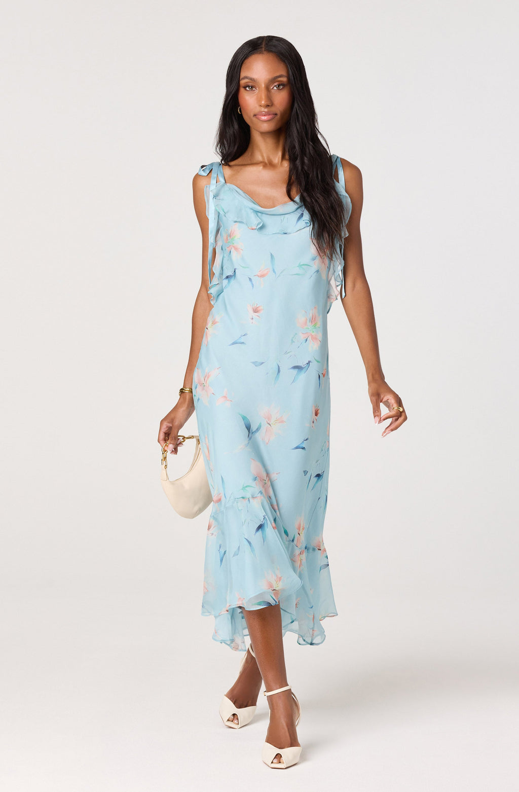 Nissa Floral Ruffle Midi Dress