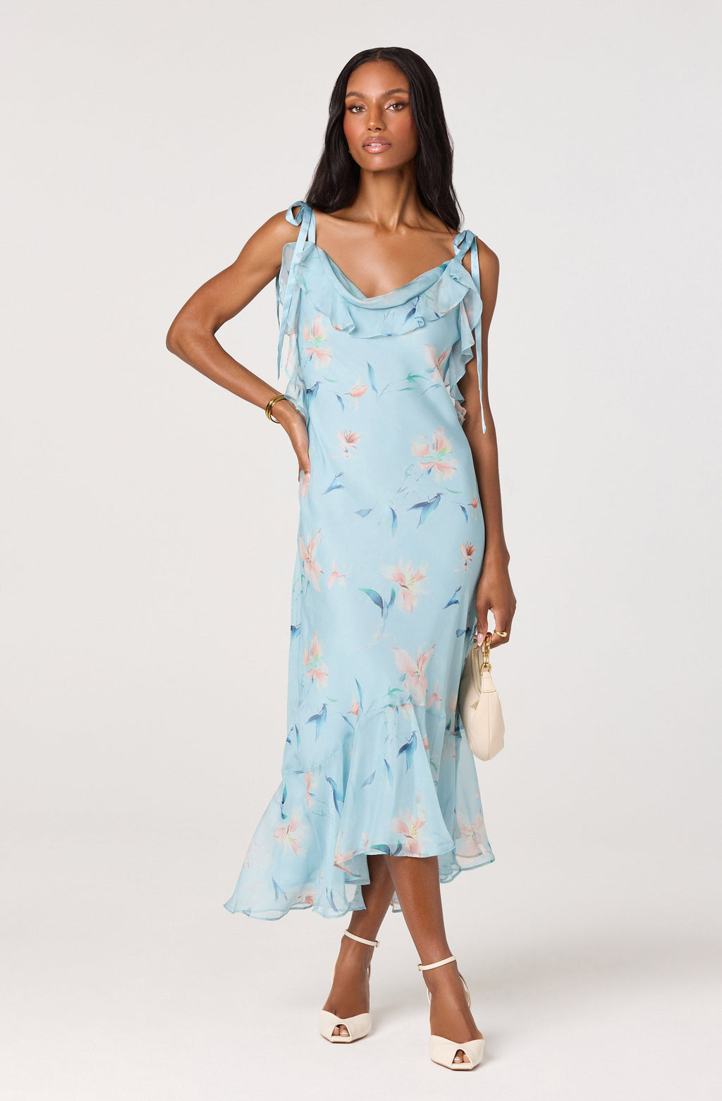 Nissa Floral Ruffle Midi Dress