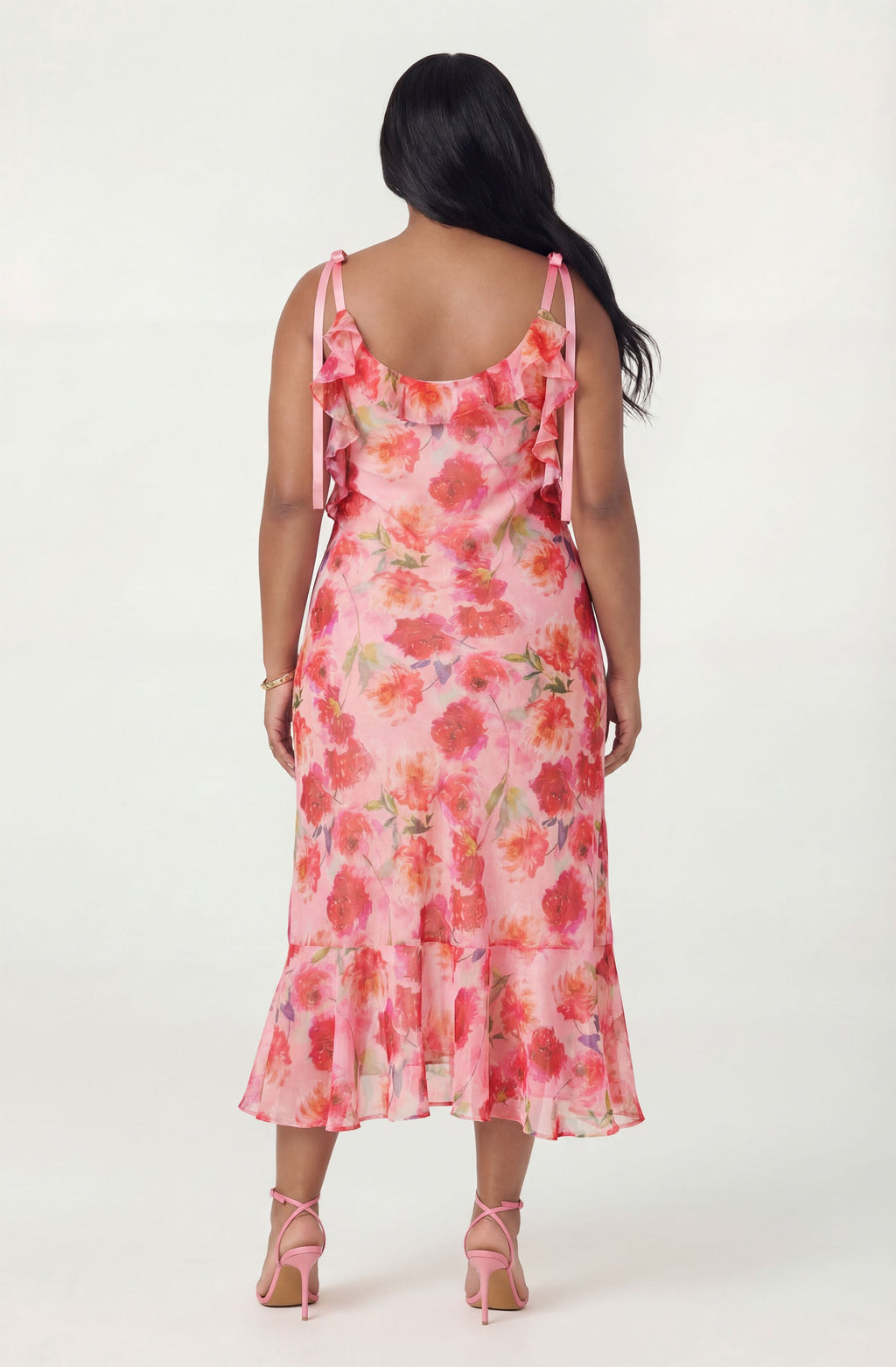 Nissa Floral Ruffle Midi Dress