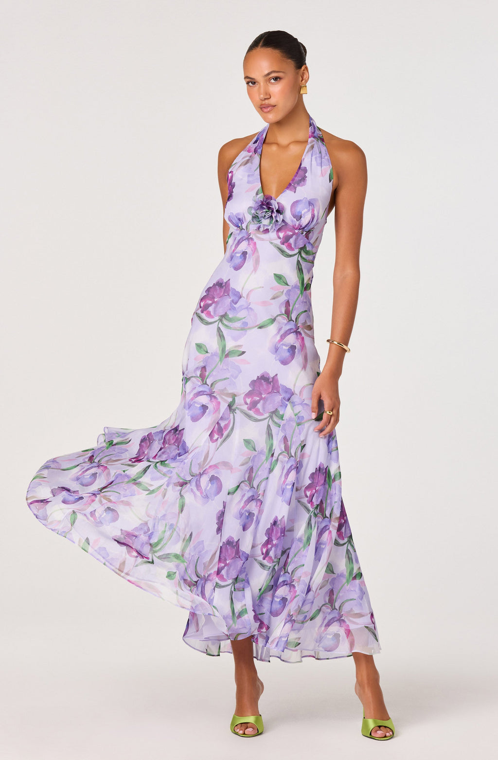 Yasmeen Floral Halter Godet Maxi Dress