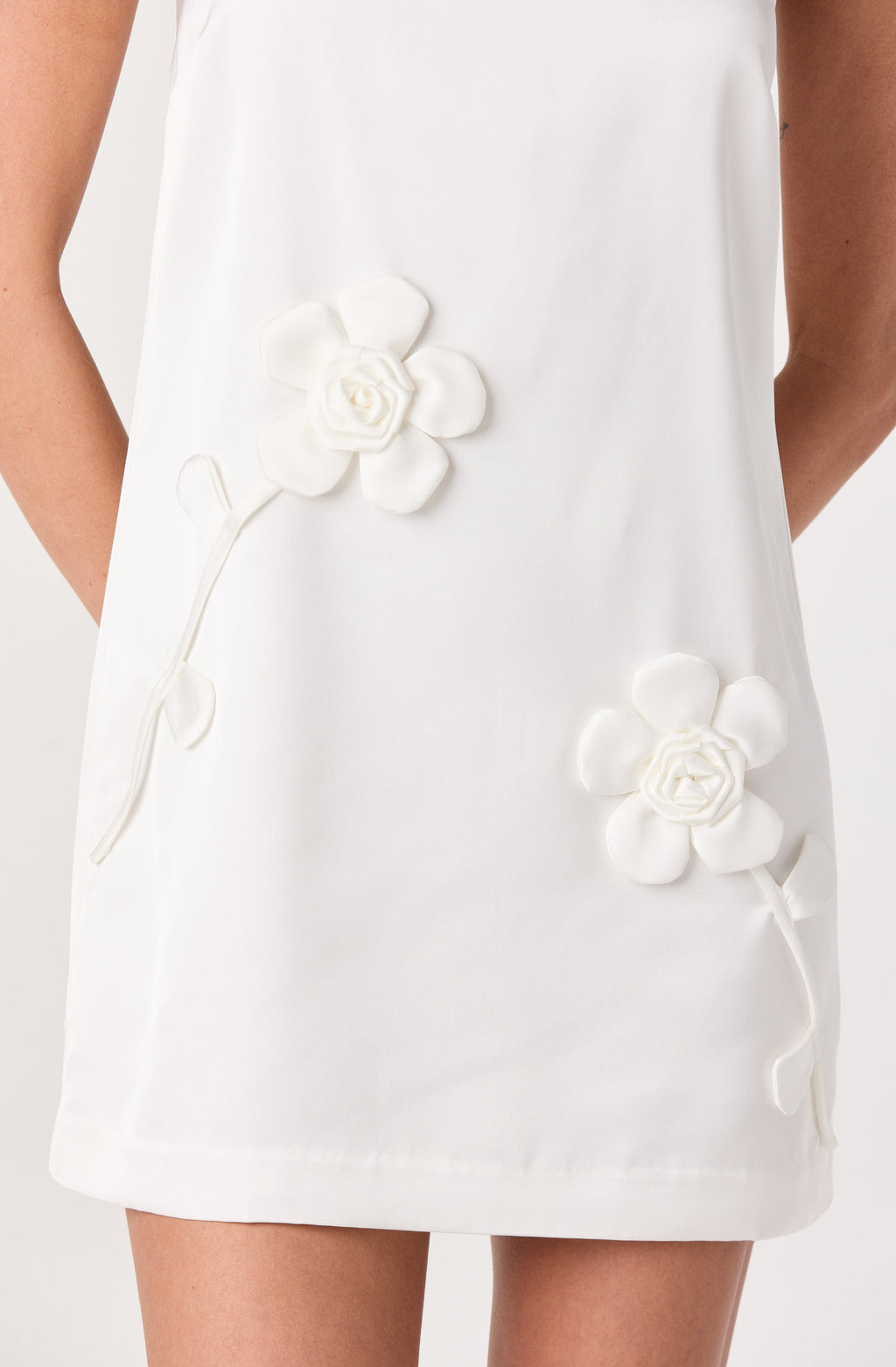 Marigold Satin 3D Floral Mini Dress