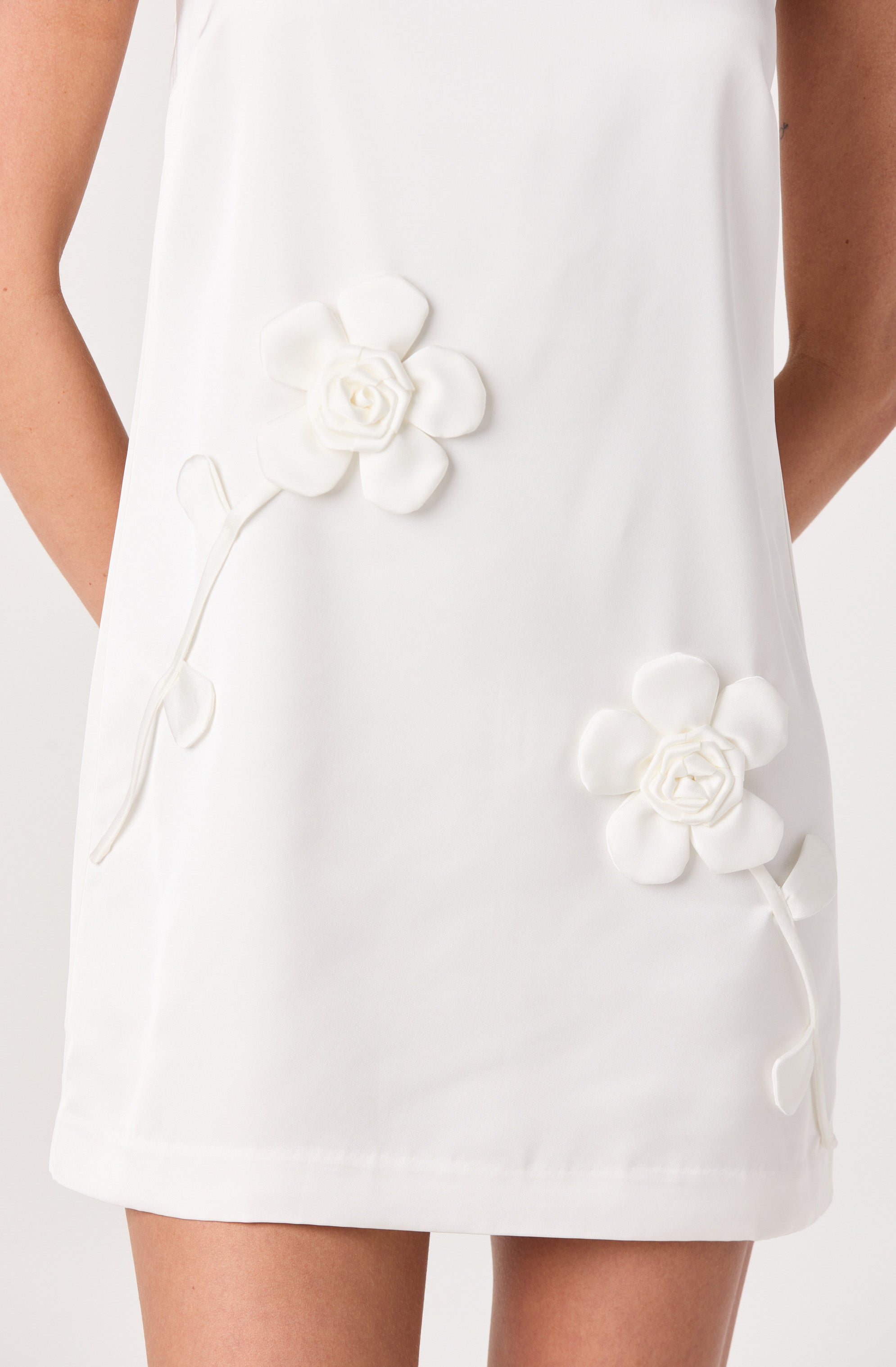 Marigold Satin 3D Floral Mini Dress